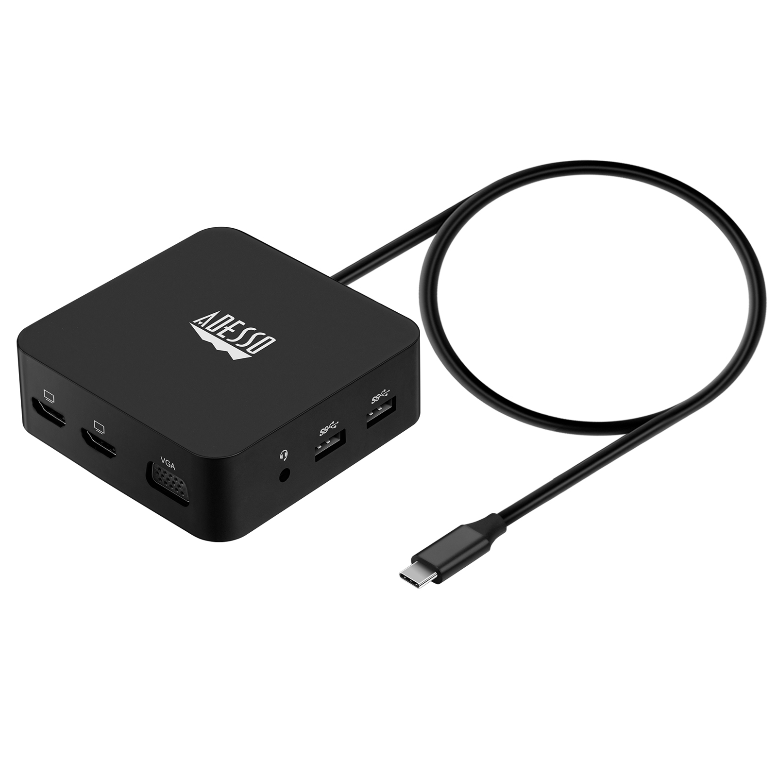 Adesso 10-IN-1 USB-C Multiport Docking Station Supports Dual HDMI, VGA Port, USB 3.0, PD,RJ45, TF, SD Cards, includes 65W Power Adaptor (TAA Compliant)