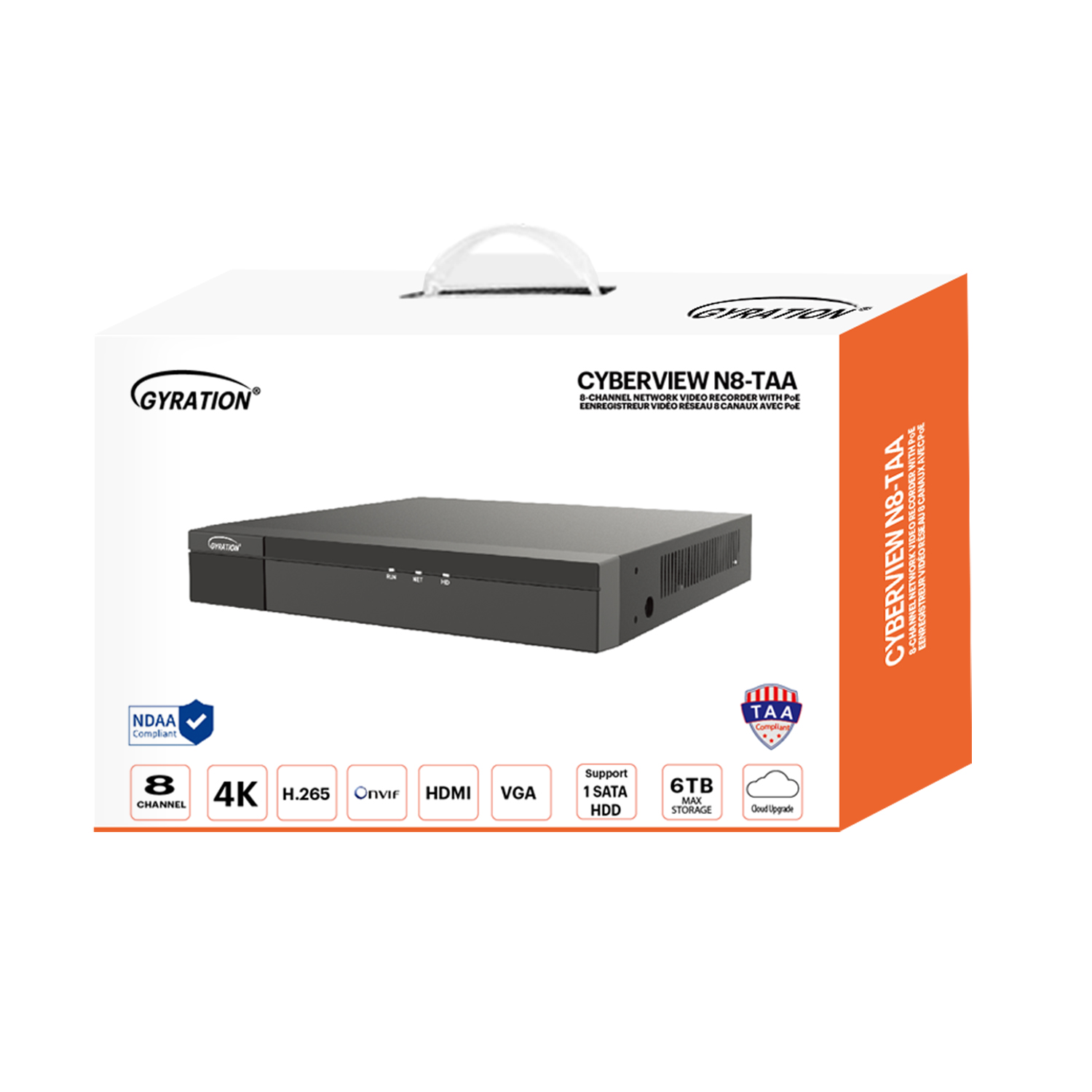 Gyration Network Video Recorder (NVR) CYBERVIEW N8 with PoE 8-Channel Input