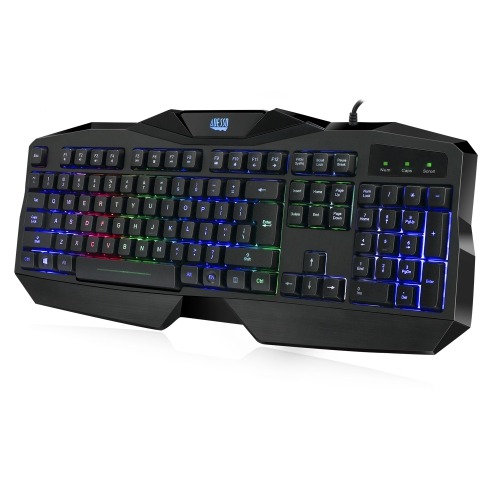 Adesso Gaming Keyboard Wired Illuminated LED Backlight Water Resistant PC – Black