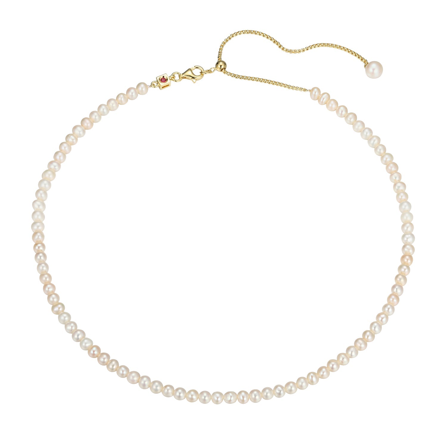 Sterling Silver "Majestic" Yellow Gold Plated Genuine Freshwater Pearl Bracelet 14"+4"