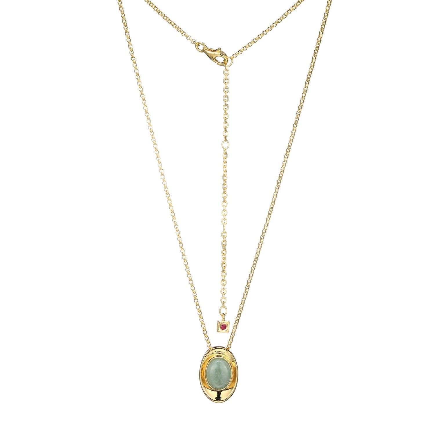 This Necklace From The Swirl Collection Features A Genuine Jade Pendant Set In 18K Gold-Plated Sterling Silver. The 17" Rolo Chain With A 3" Extender Creates A Refined Look.