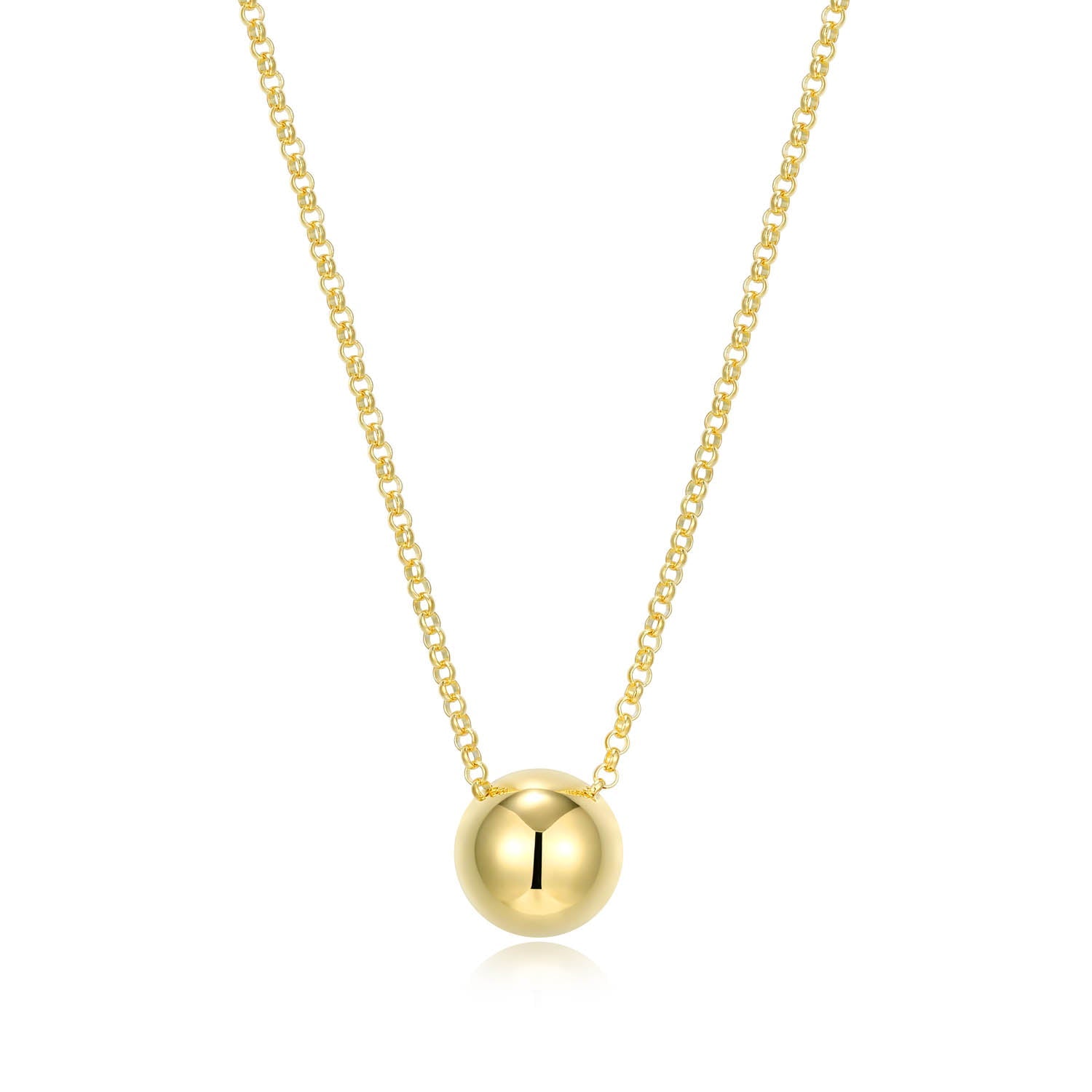 Sterling Silver Elle "Genesis" Yellow Gold Plated Necklace On 16" + 3" Extension Rolo Chain