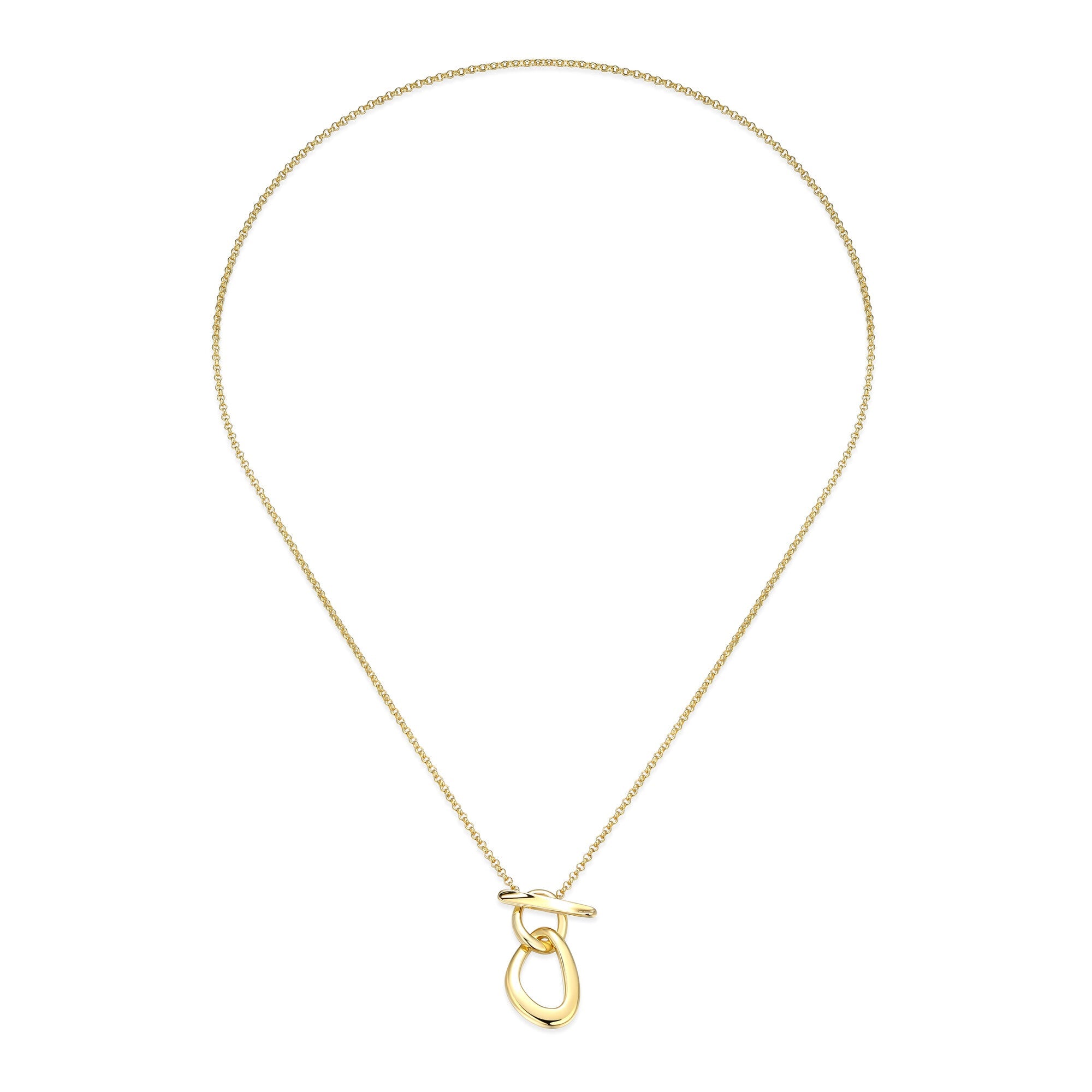 Sterling Silver Elle "Celeste" Yellow Gold Plated Necklace #020 Rolo Chain 18"