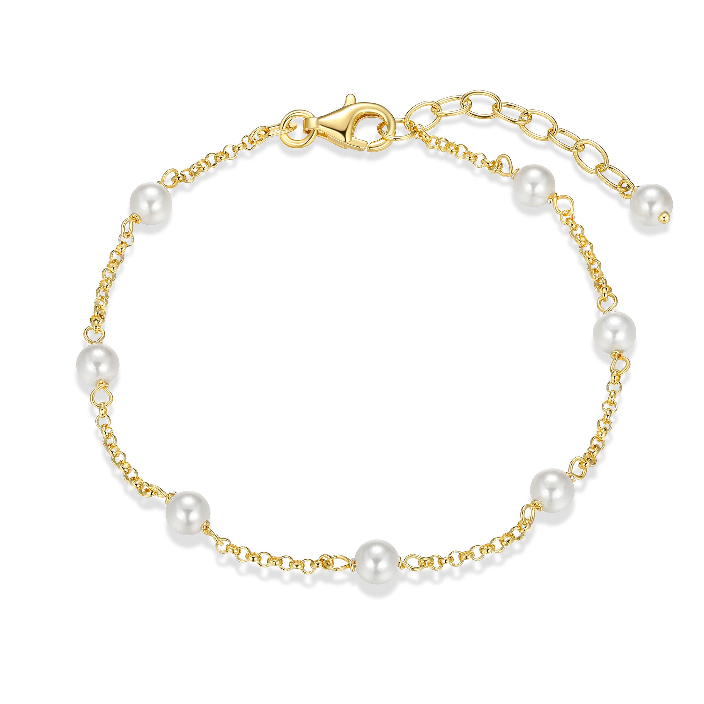 Ss Gp40 Brac White Shell(Pl222) Rb 4Mm #020 Rolo Chain 6.5" Ext 1"