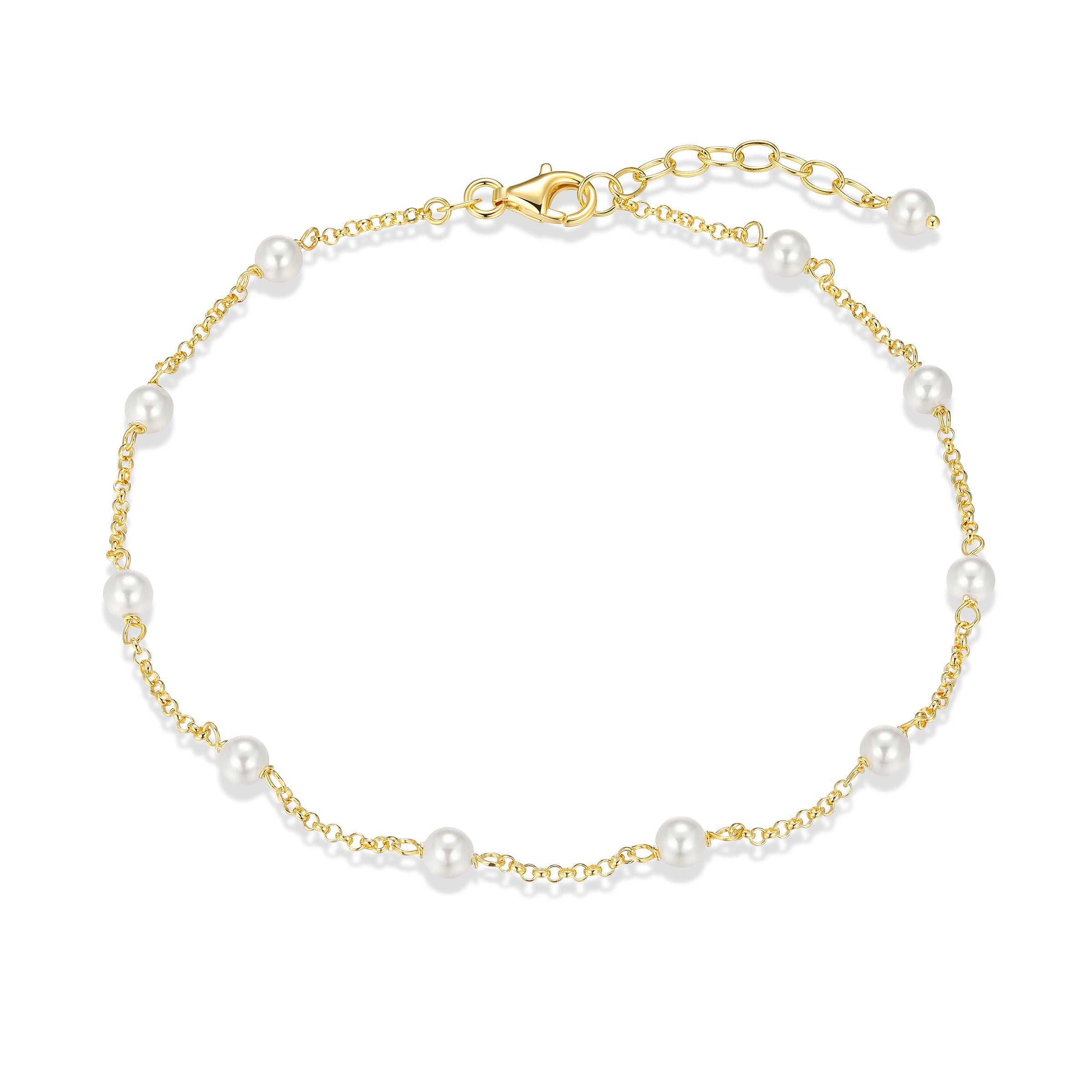 Ss Gp40 Brac White Shell(Pl222) Rb 4Mm #020 Rolo Chain 9" Ext 1"