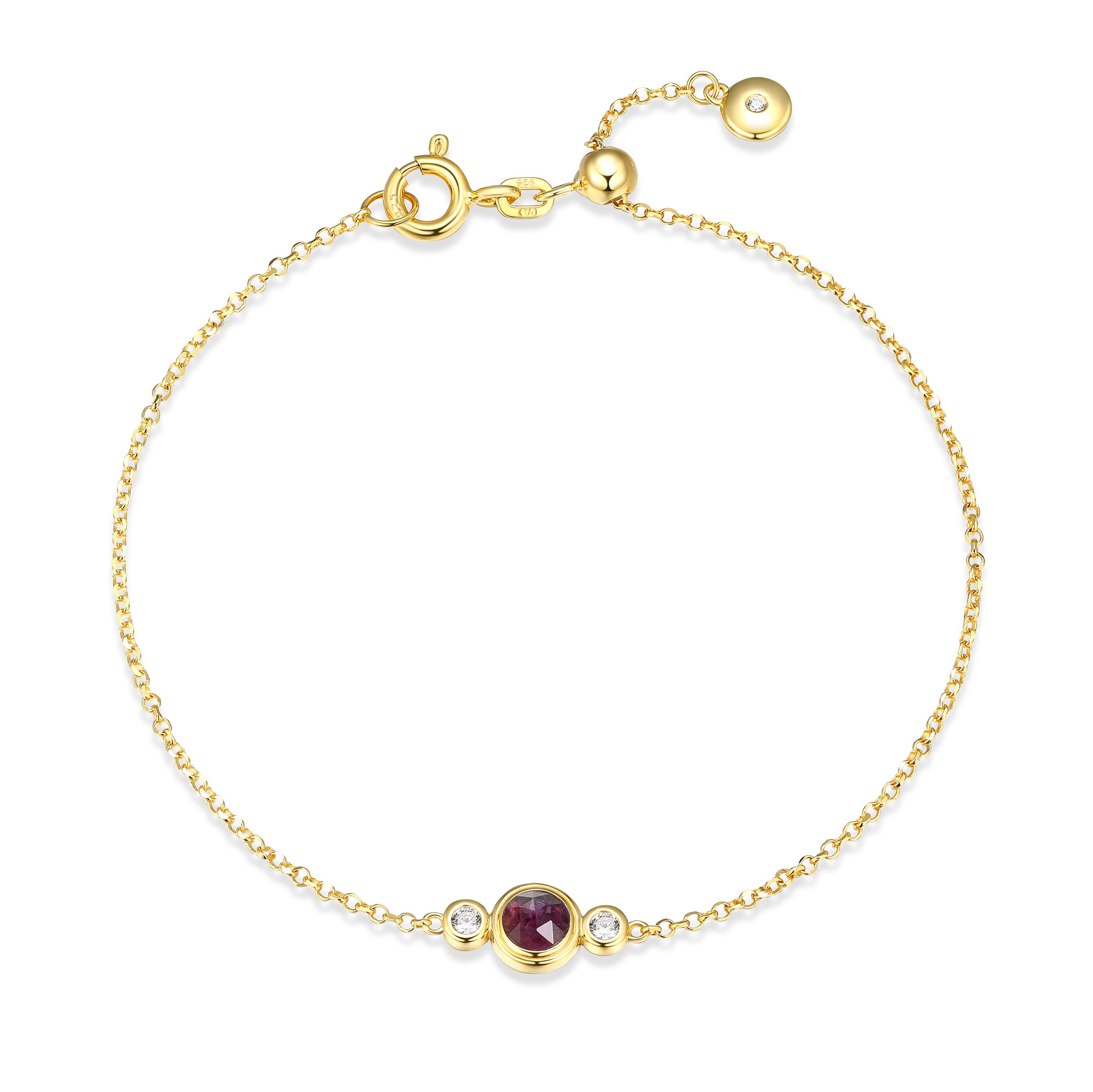 Ss Gp40 Brac G Africa Amethyst(#2-#5)b (f-c)rd 4mm &amp; 3a Cz Rd 1.2mm Faceted Rolo Chain 7.5"