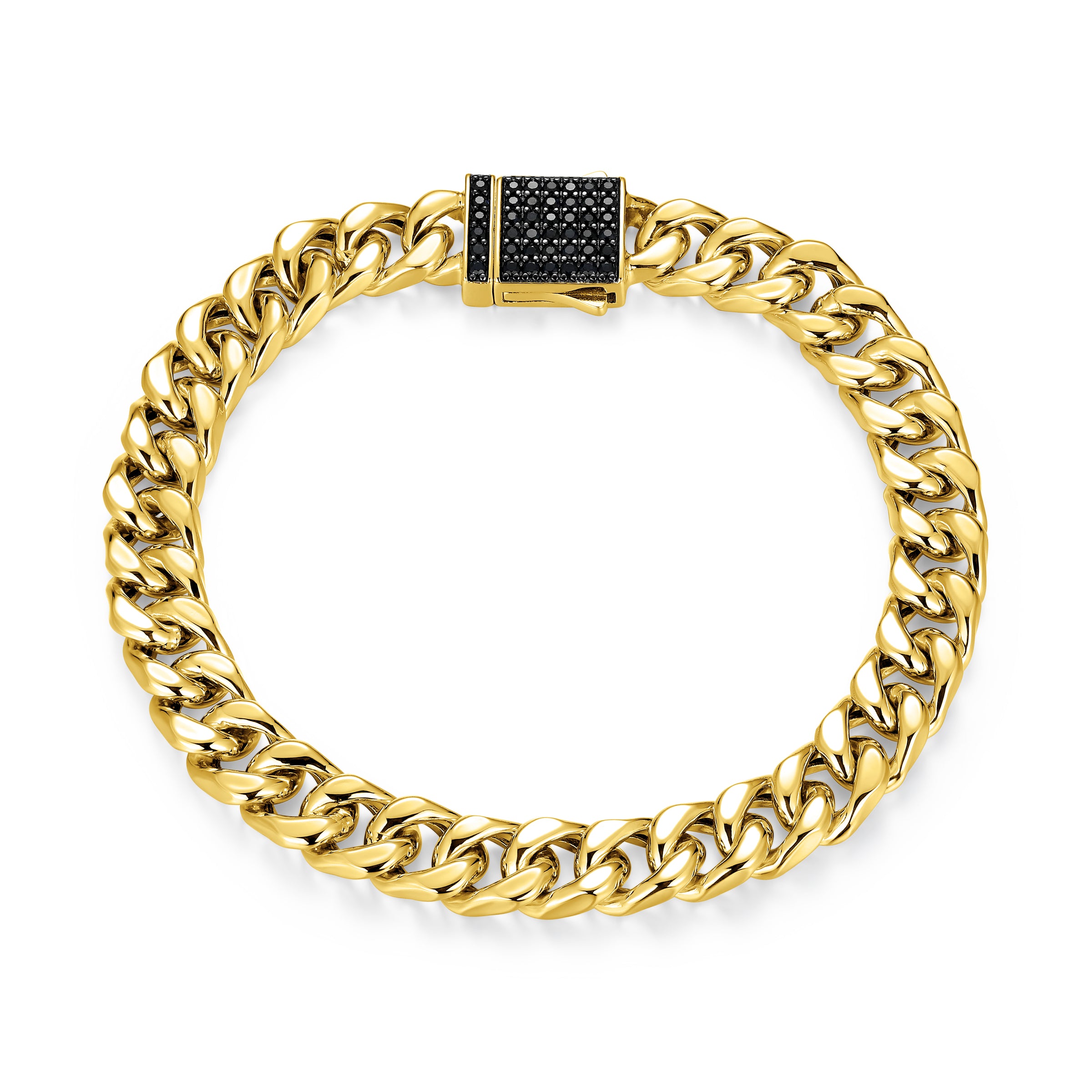 UB0119 - Links Genuine Black Sapphire Cuban Chain Bracelet
