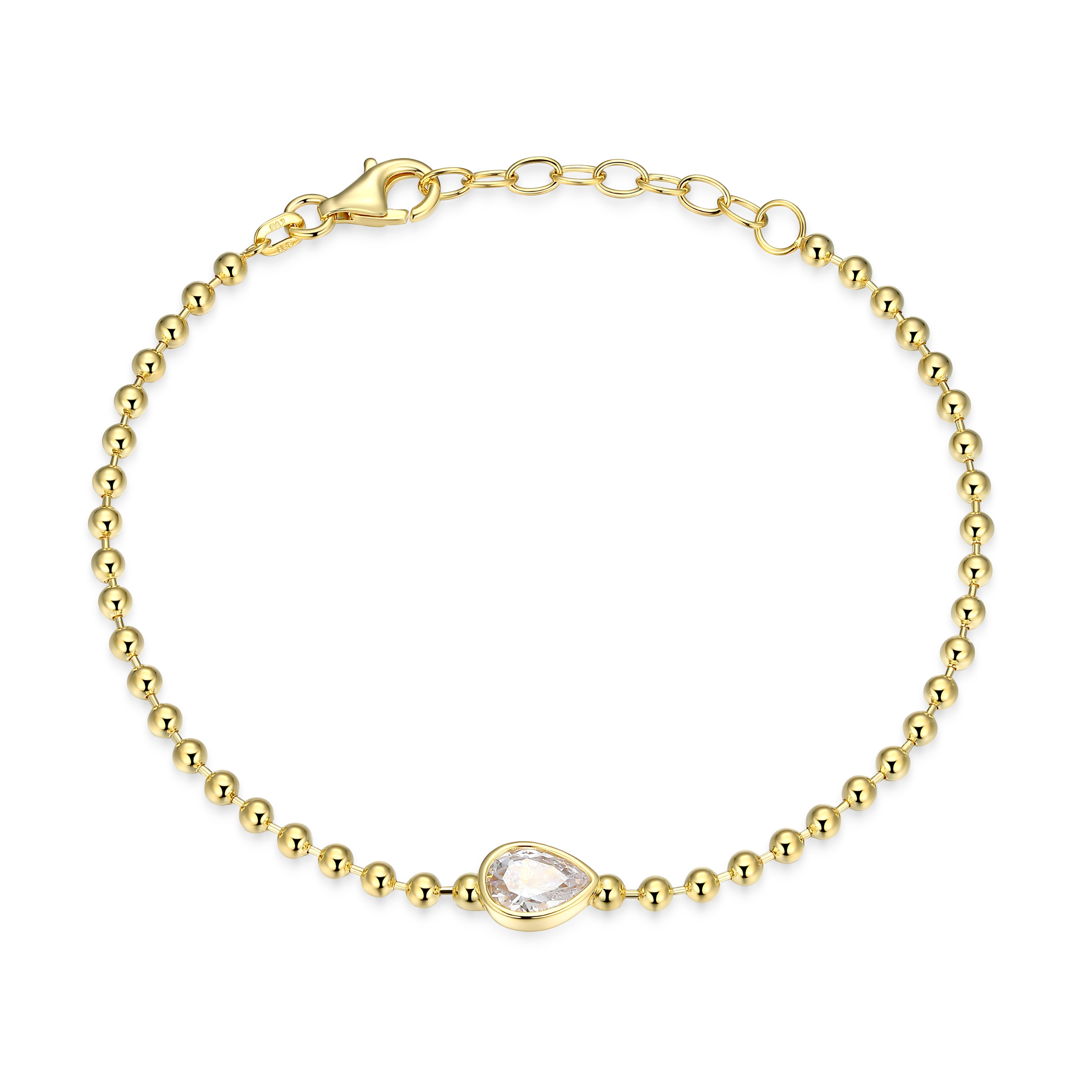 RB0181 - Pear-Cut CZ Beaded Bracelet