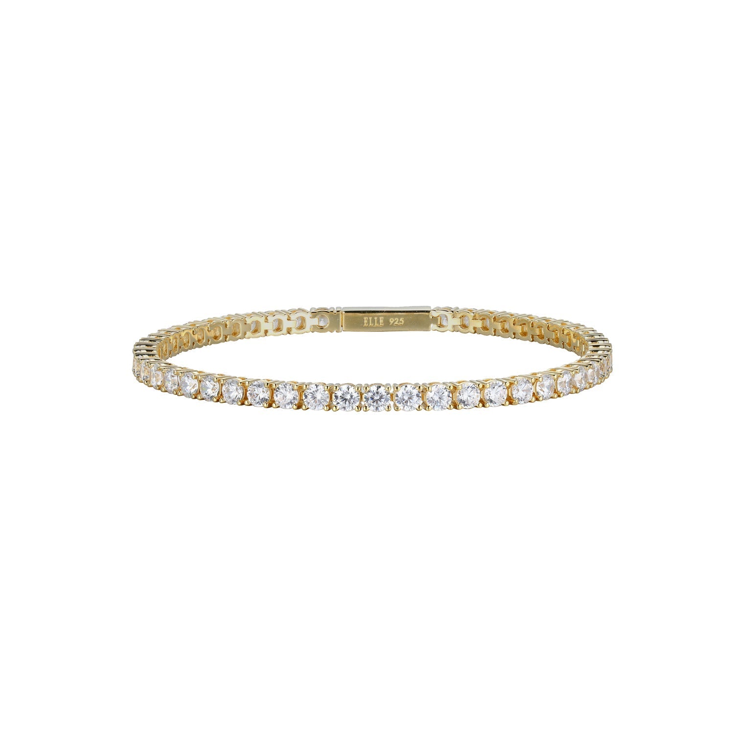 Sterling Silver "Stardust" Yellow Gold Plated 3Mm Cubic Zirconia Bracelet 6.75"