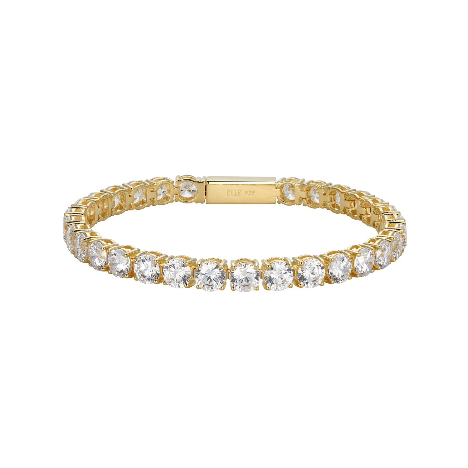 Sterling Silver "Stardust" Yellow Gold Plated 5Mm Cubic Zirconia Bracelet 6.75"