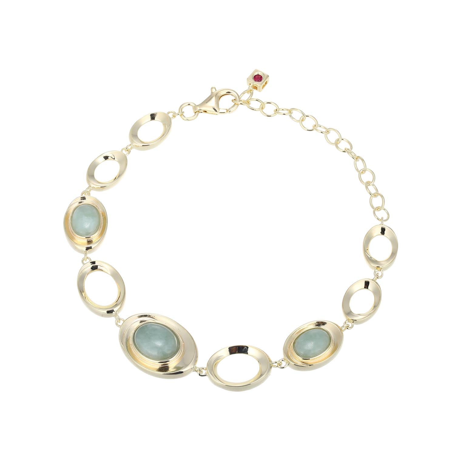 Make A Statement With This 6.25" Bracelet From The Swirl Collection, Featuring Genuine Jade Gemstones Set In 18K Gold-Plated Sterling Silver. The Secure Clasp And 2" Extender Offer Versatile Wear.
