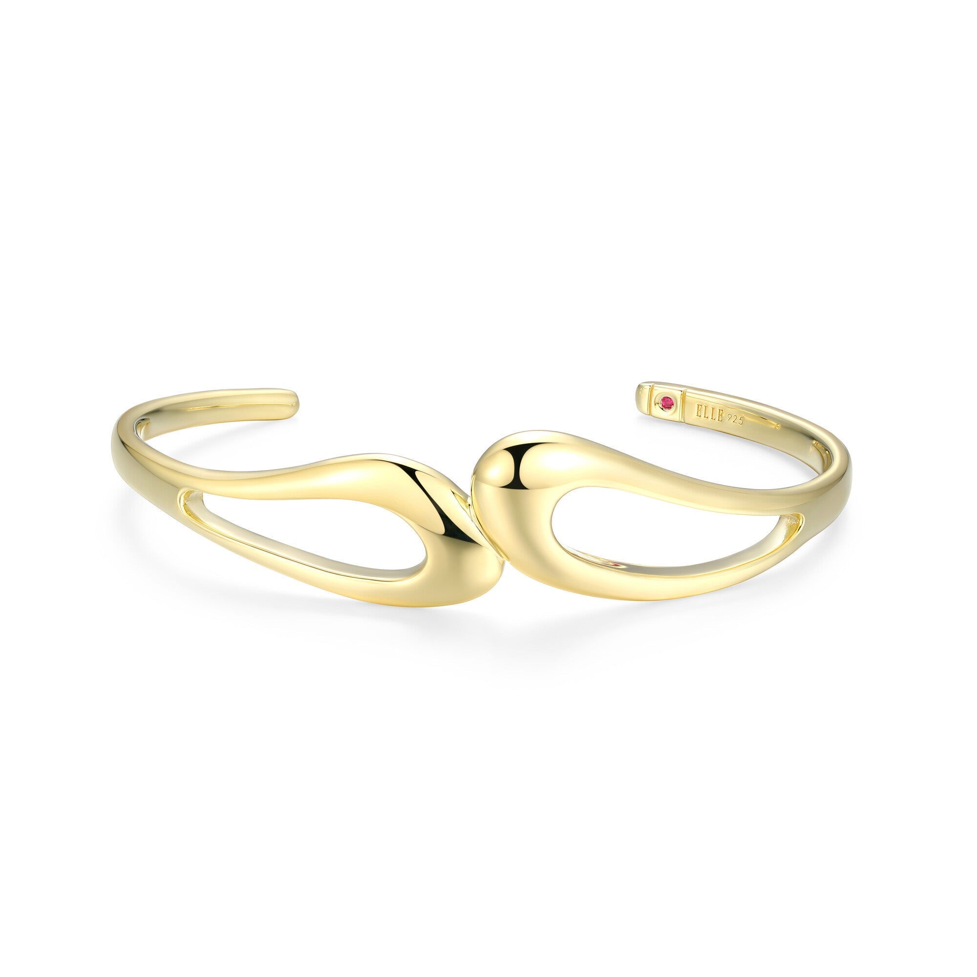 Sterling Silver Elle "Oasis" Yellow Gold Plated Cuff  6.5"