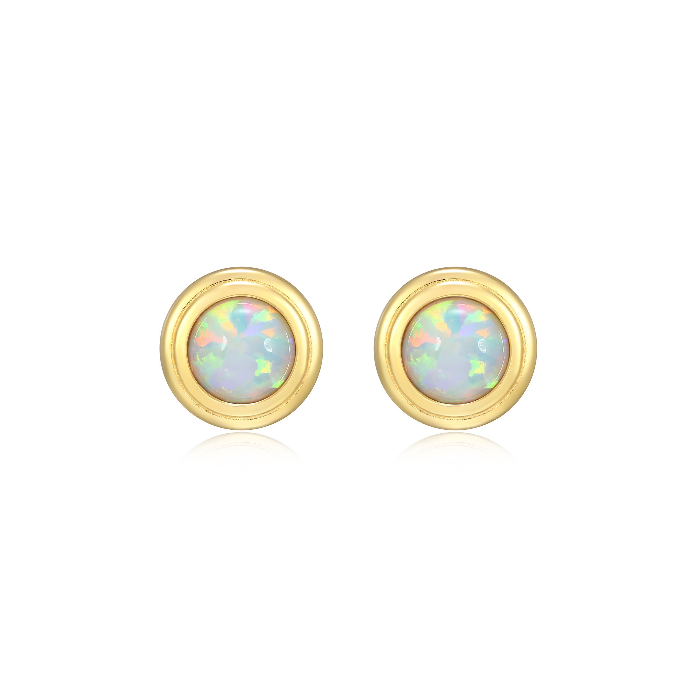 Ss Gp40 Ear #op17 Created Opal(fire&amp;snow) All (cab)rd 4mm Post