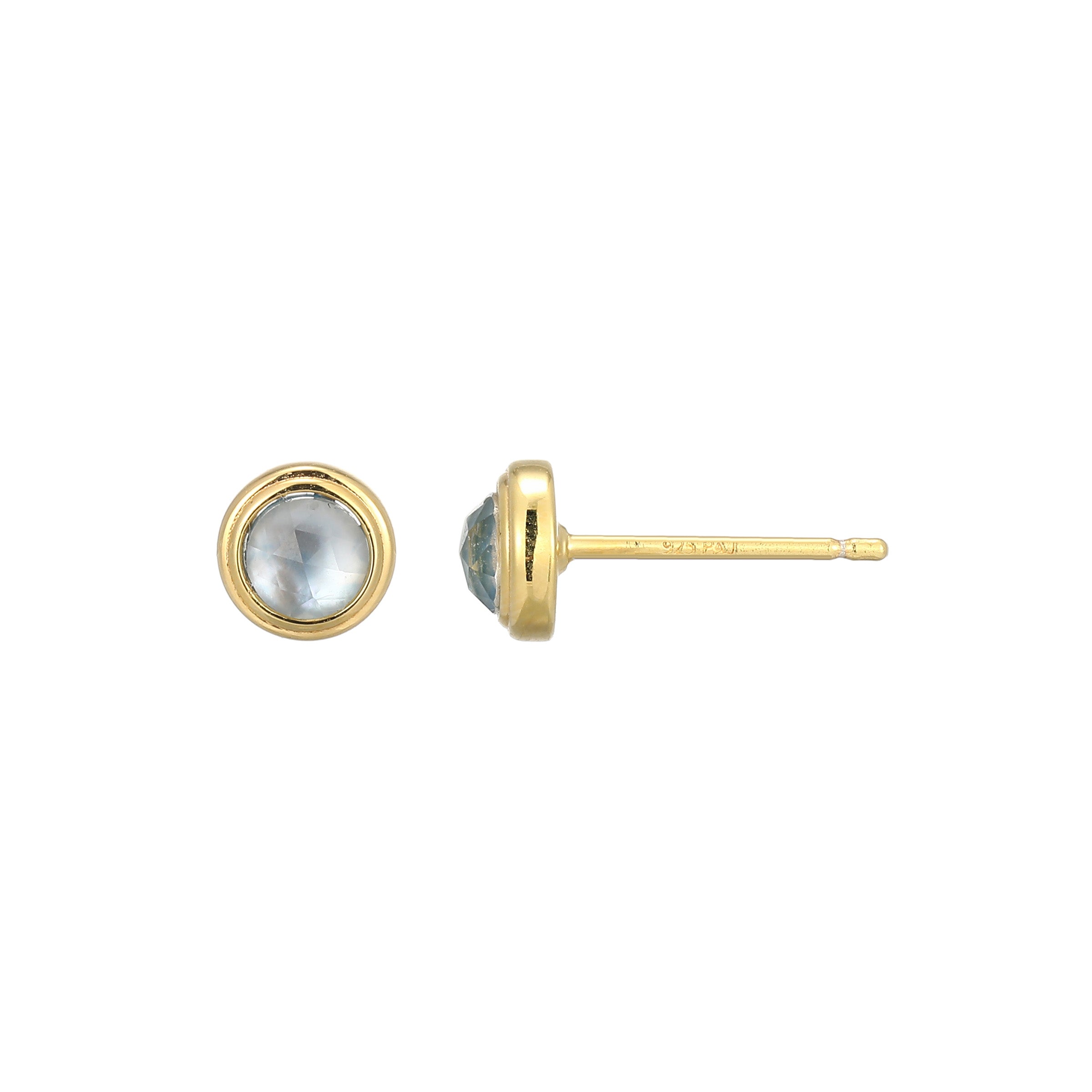 Ss Gp40 Ear G White Crystal/Dyed Pinctada Inbricata A (F-C)Rd 4Mm Post
