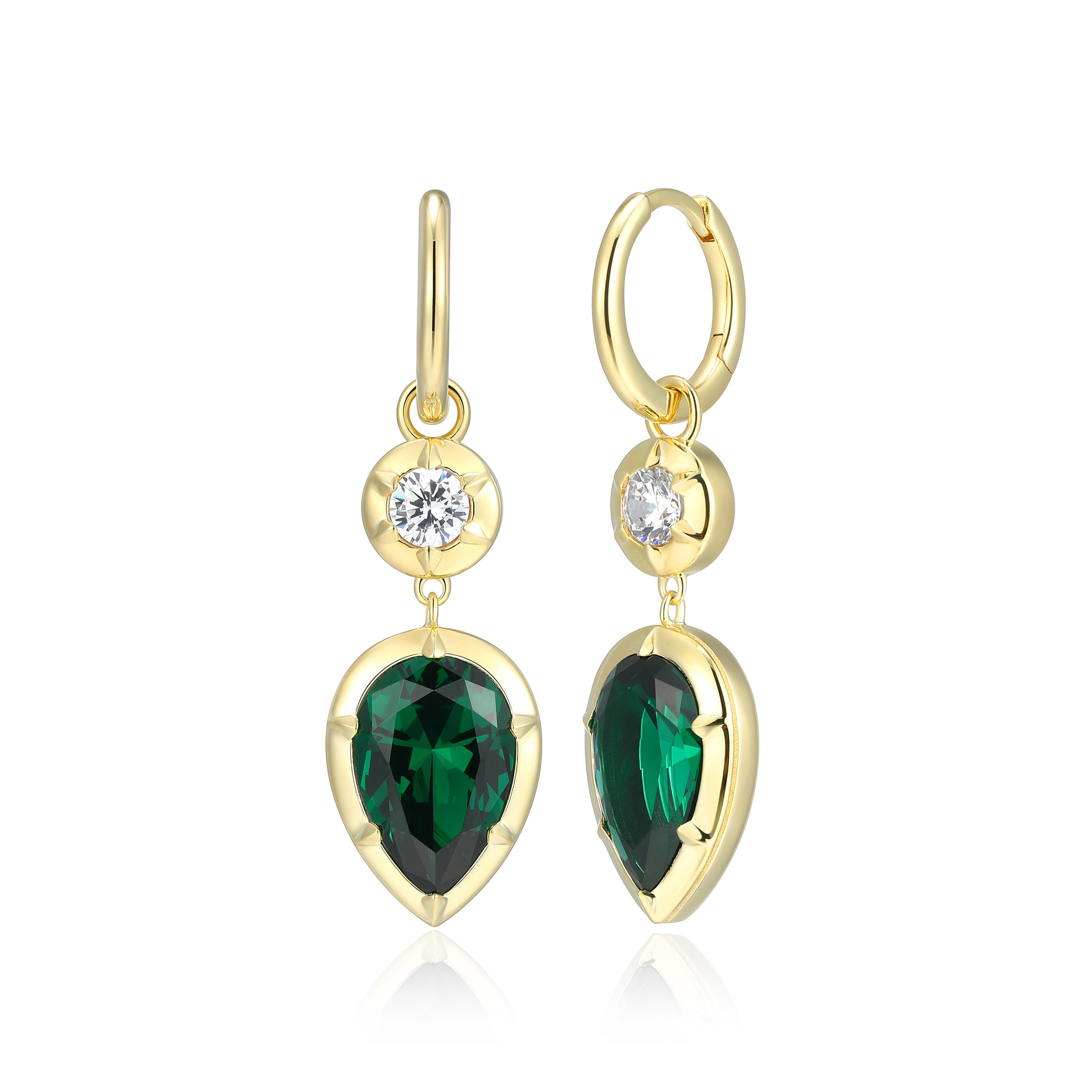 Ss Gp40(10k Color) Ear #111 Formica Nan0 Emerald Yellowish Green Vd Pr 12x8mm &amp; 3a Cz Rd 4mm