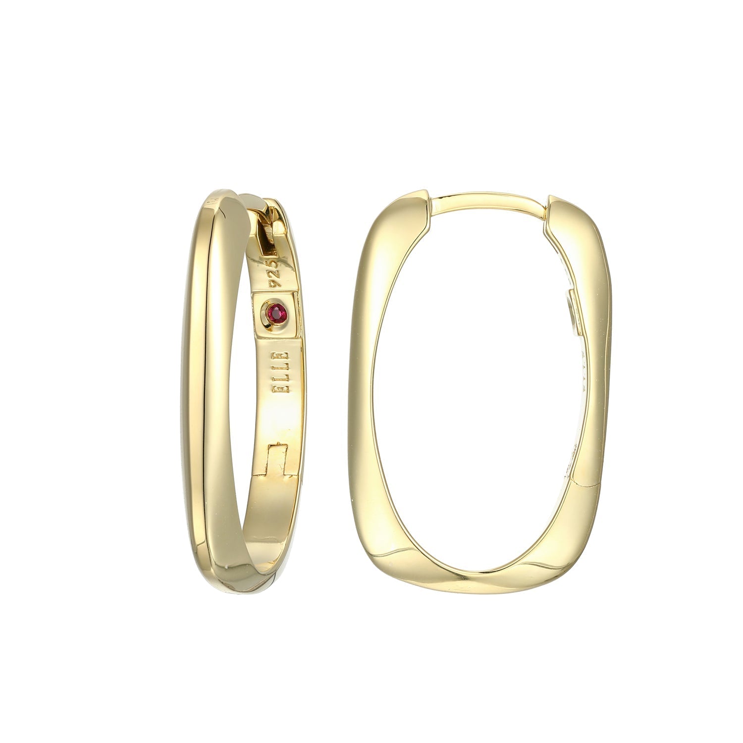 Sterling Silver "Allure" Yellow- Gold Plated 25Mm Rectangular Hoop Earring