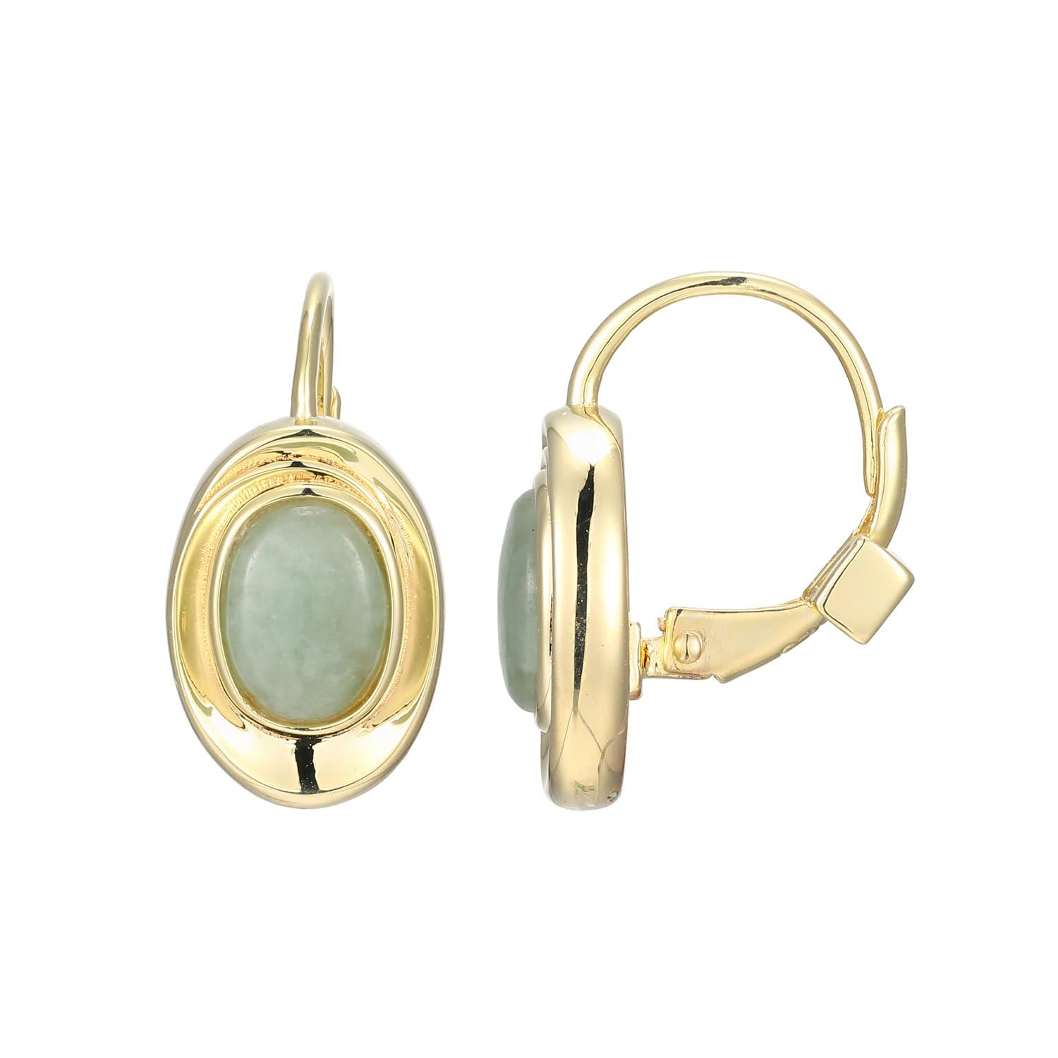 These Drop Earrings From The Swirl Collection Showcase Genuine Jade Stones Set In 18K Gold-Plated Sterling Silver. Measuring 18.54X10.01Mm, They Feature Secure Leverback Fasteners For Reliable All-Day Wear.