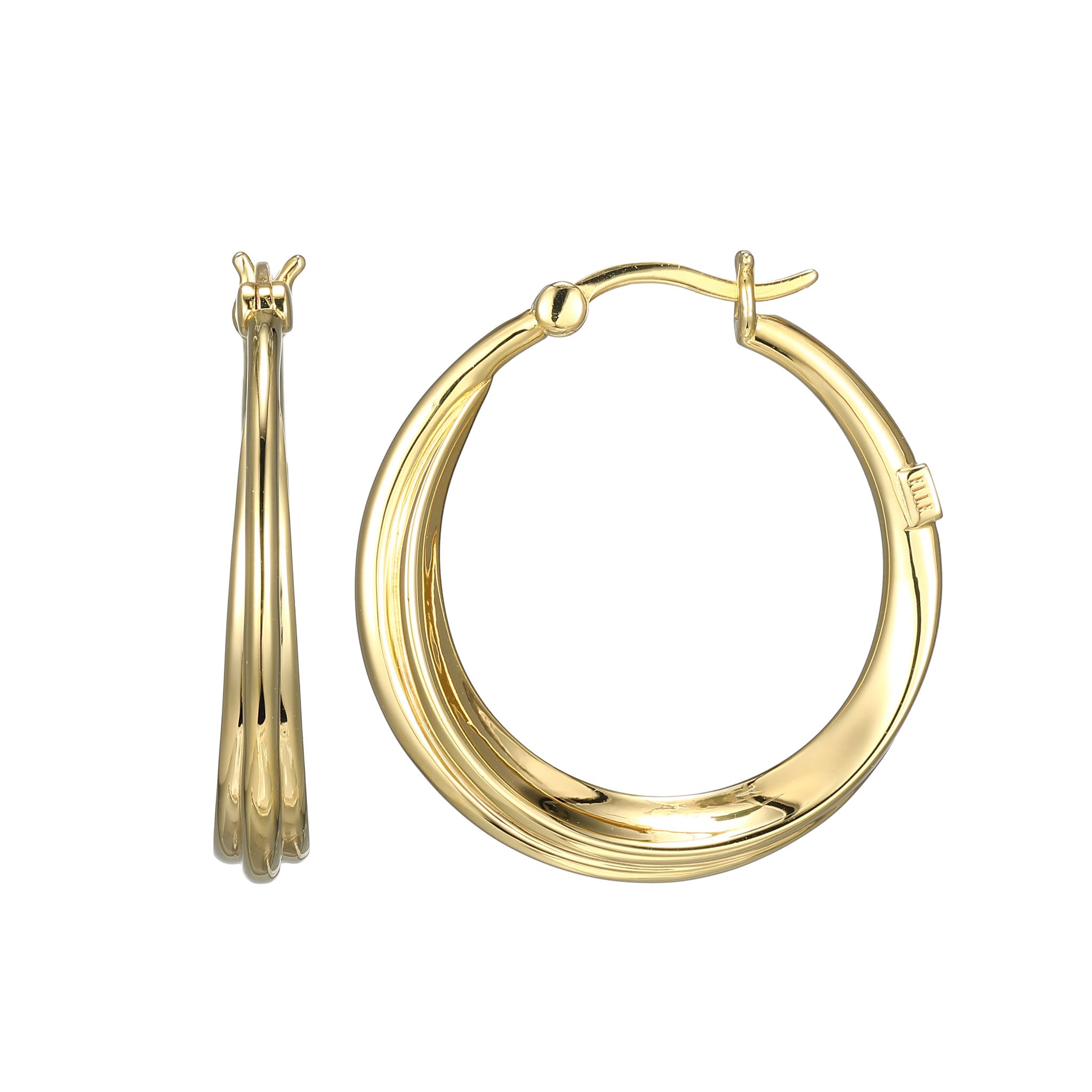 These Swirl Collection Hoop Earrings Feature A Chic 30Mm Design In 18K Gold-Plated Sterling Silver, Adding A Sleek, Modern Aesthetic To Any Outfit.