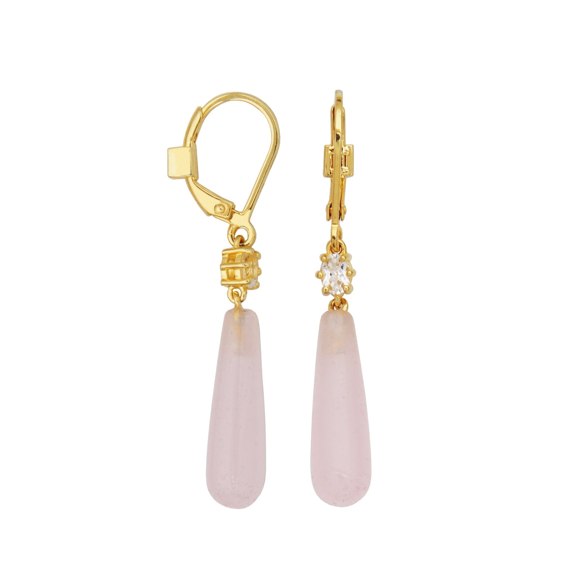 These Sway Collection Earrings Offer Subltle Contrast: Smooth, Pink Frosted Quartzite Teardrops, Crowned With White Topaz Accents. The Unexpected Interplay Of Color And Sparkle Creates A Piece As Distinctive As The Woman Who Wears It.