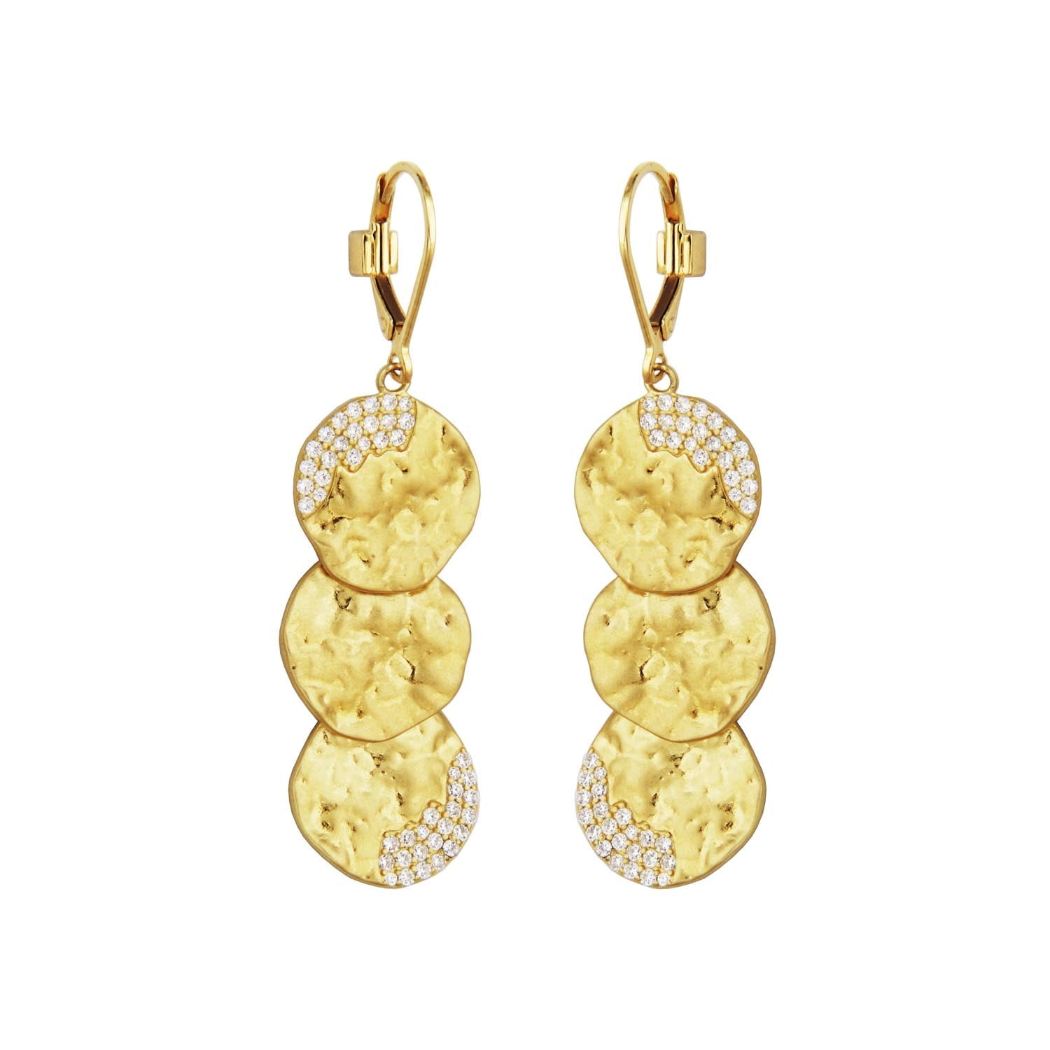Sterling Silver Elle "Galaxy" Yellow Gold Plated White Cz Earrings