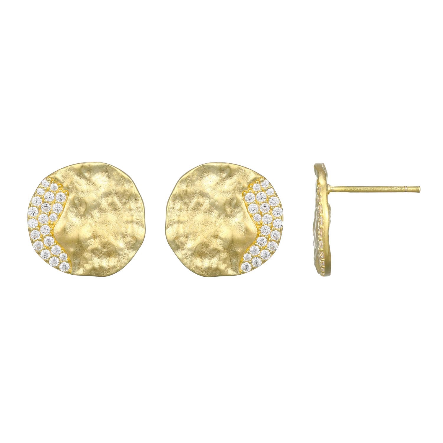 Sterling Silver Elle "Galaxy" Yellow Gold Plated White Cz Earrings