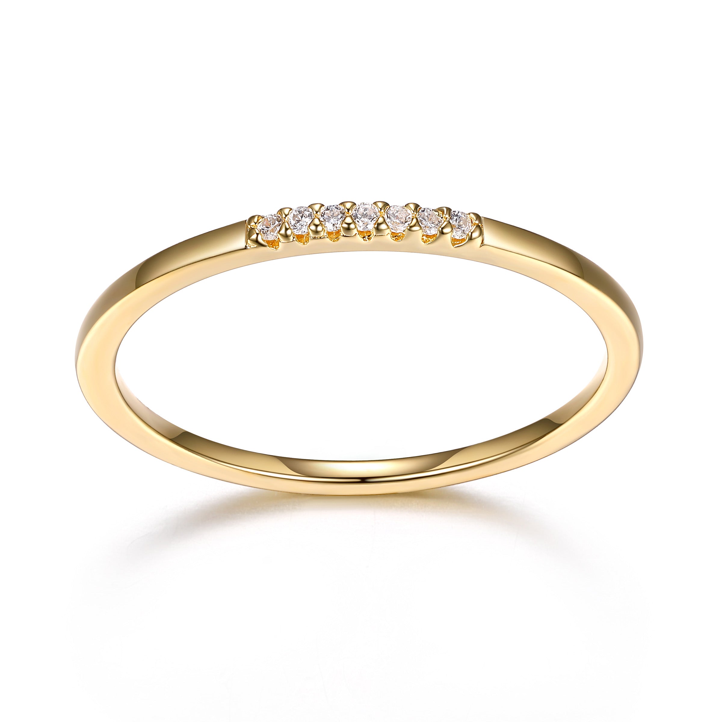 Diamondlite Cz Ultra-Slim Stackable Ring In Sterling Silver With 18K Gold Plating - Size 9