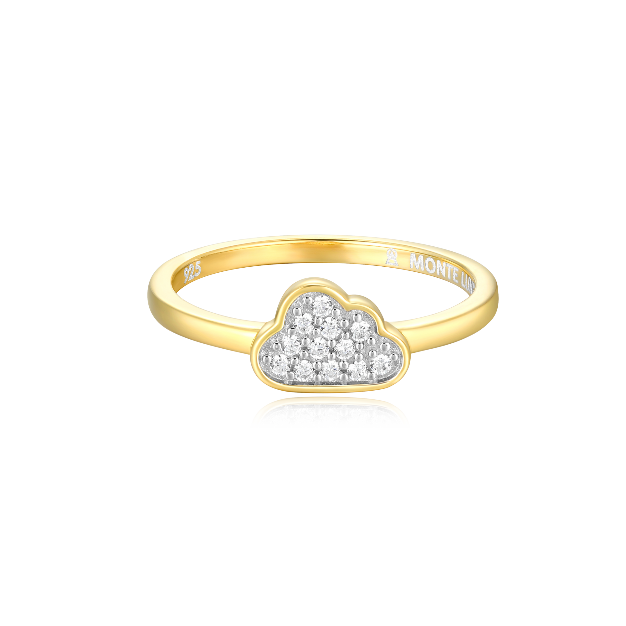 BR0045Y - Silver Lining Cloud Ring in 14K Yellow Gold-Plated Sterling Silver - Size 6