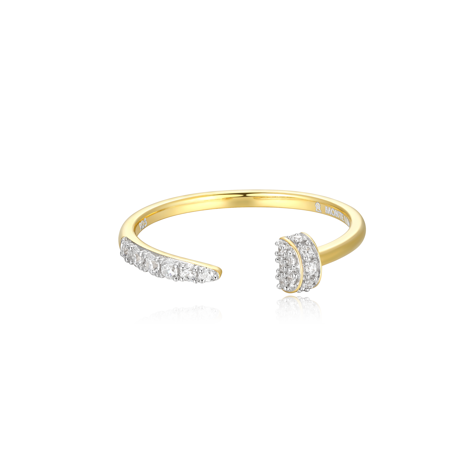 BR0099Y - Nail Bypass Ring in 14K Yellow Gold-Plated Sterling Silver - Size 6