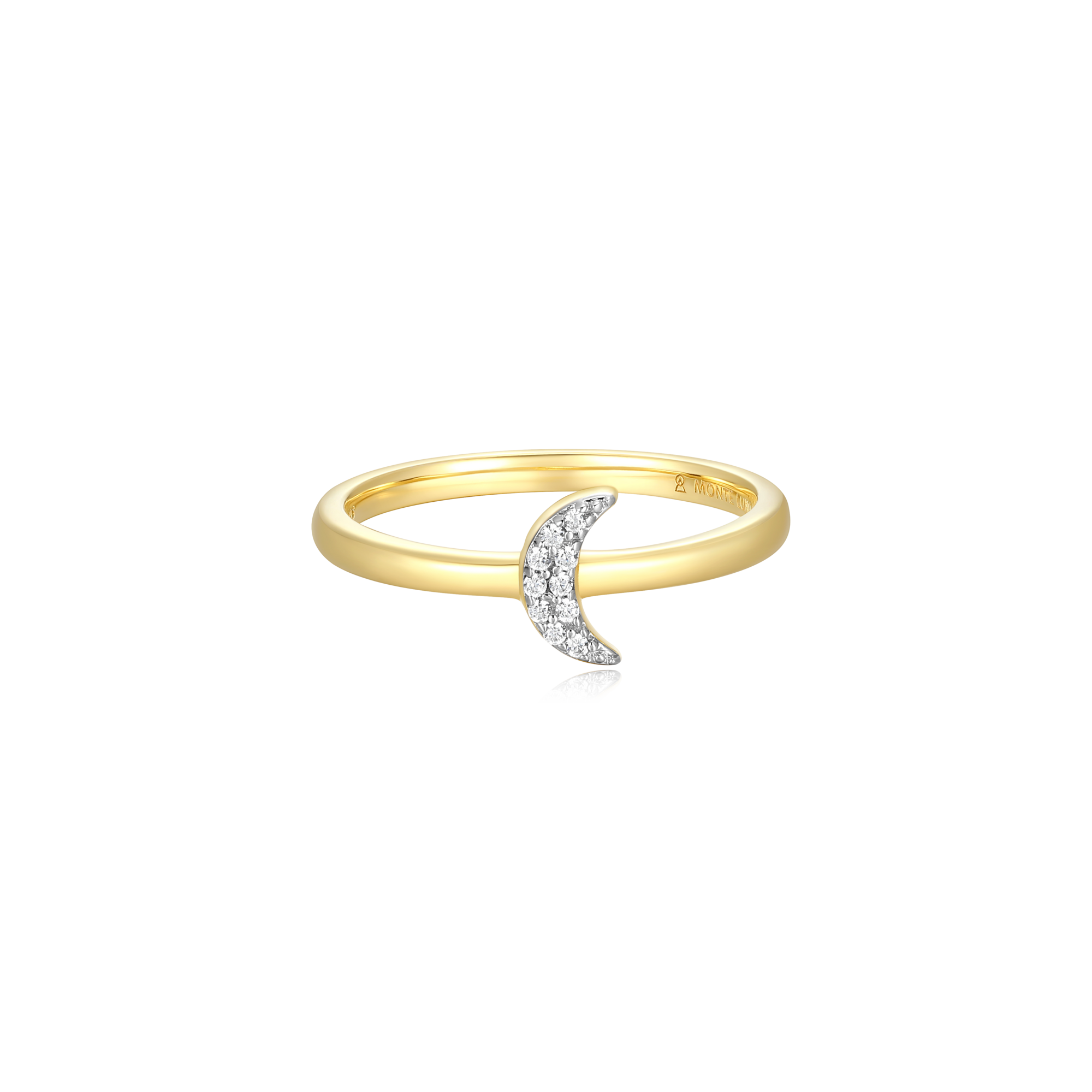 BR0042Y - Crescent Statement Ring in 14K Yellow Gold-Plated Sterling Silver - Size 7