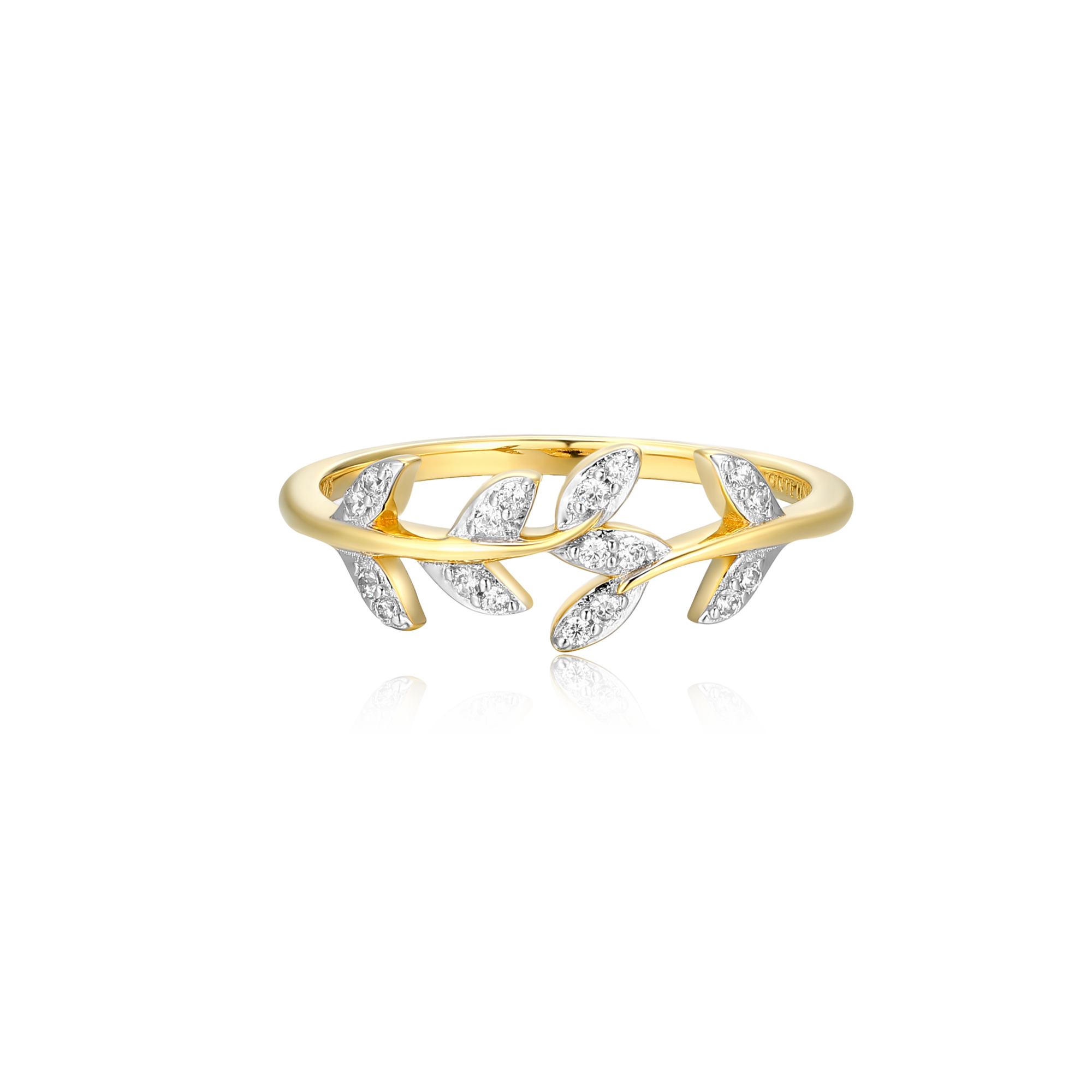 BR0101Y - Branch Statement Ring in 14K Yellow Gold-Plated Sterling Silver - Size 8