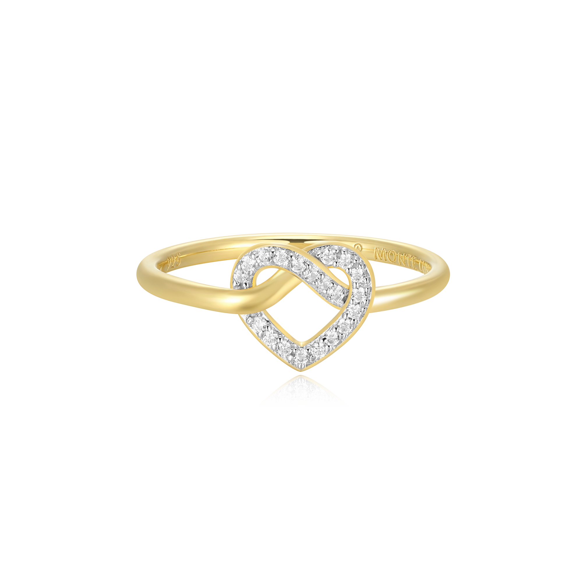 BR0012Y - Knotted Heart Statement Ring in 14K Yellow Gold-Plated Sterling Silver - Size 6