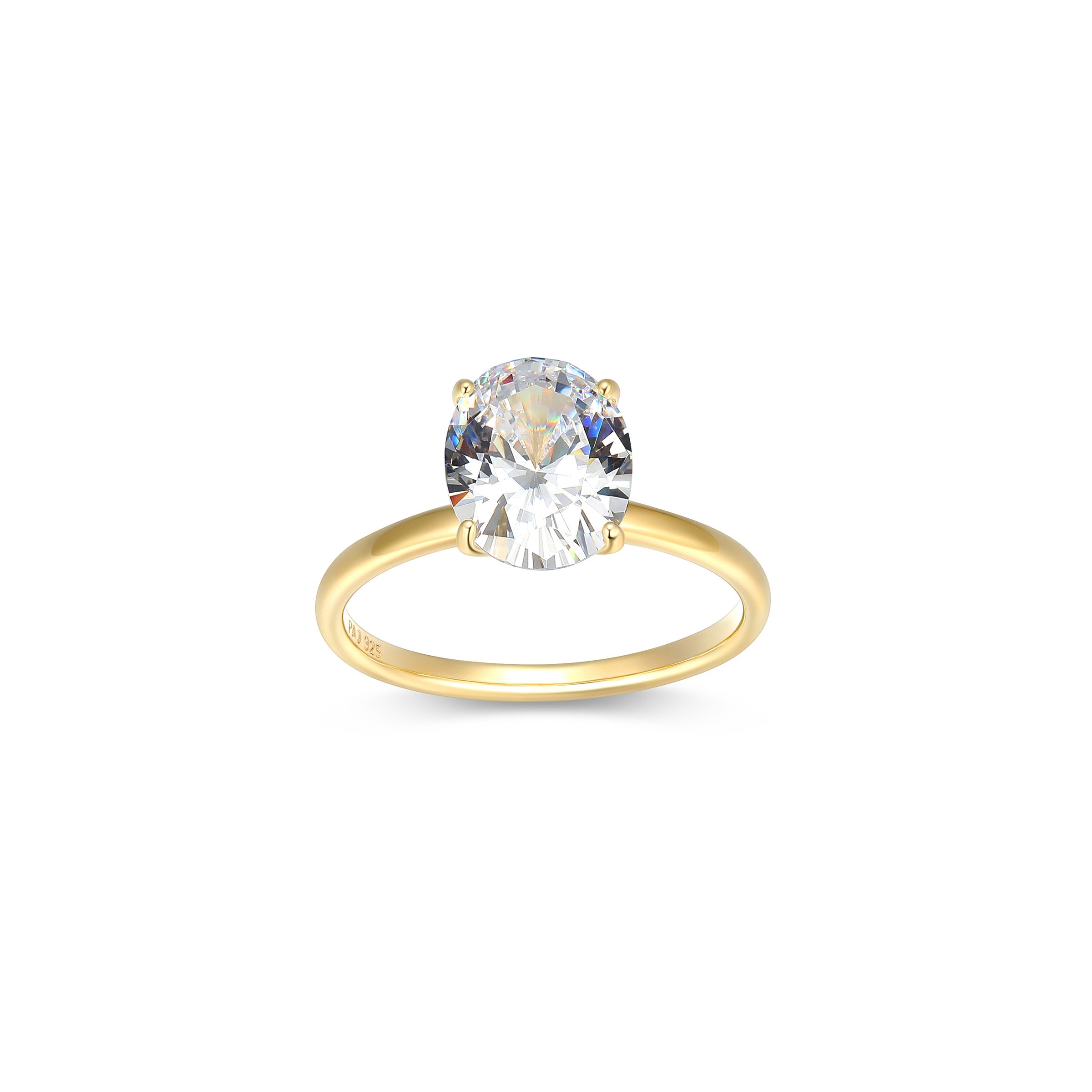 Ss Gp40(10K Color) Ring 3A Cz Ov 10X8Mm - Size 6