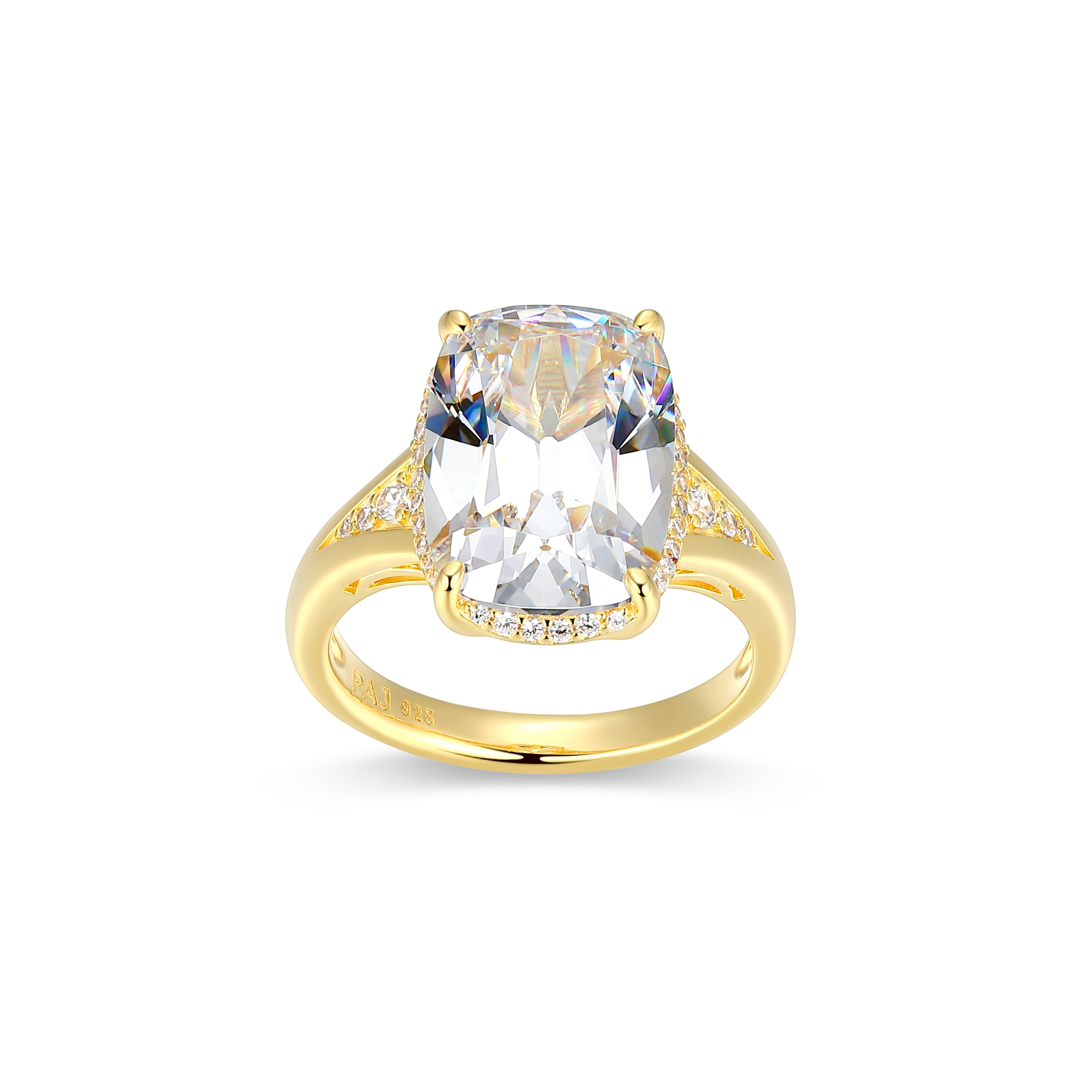 RR0217 - Old-Mine Emerald Cushion-Cut CZ Solitaire Ring