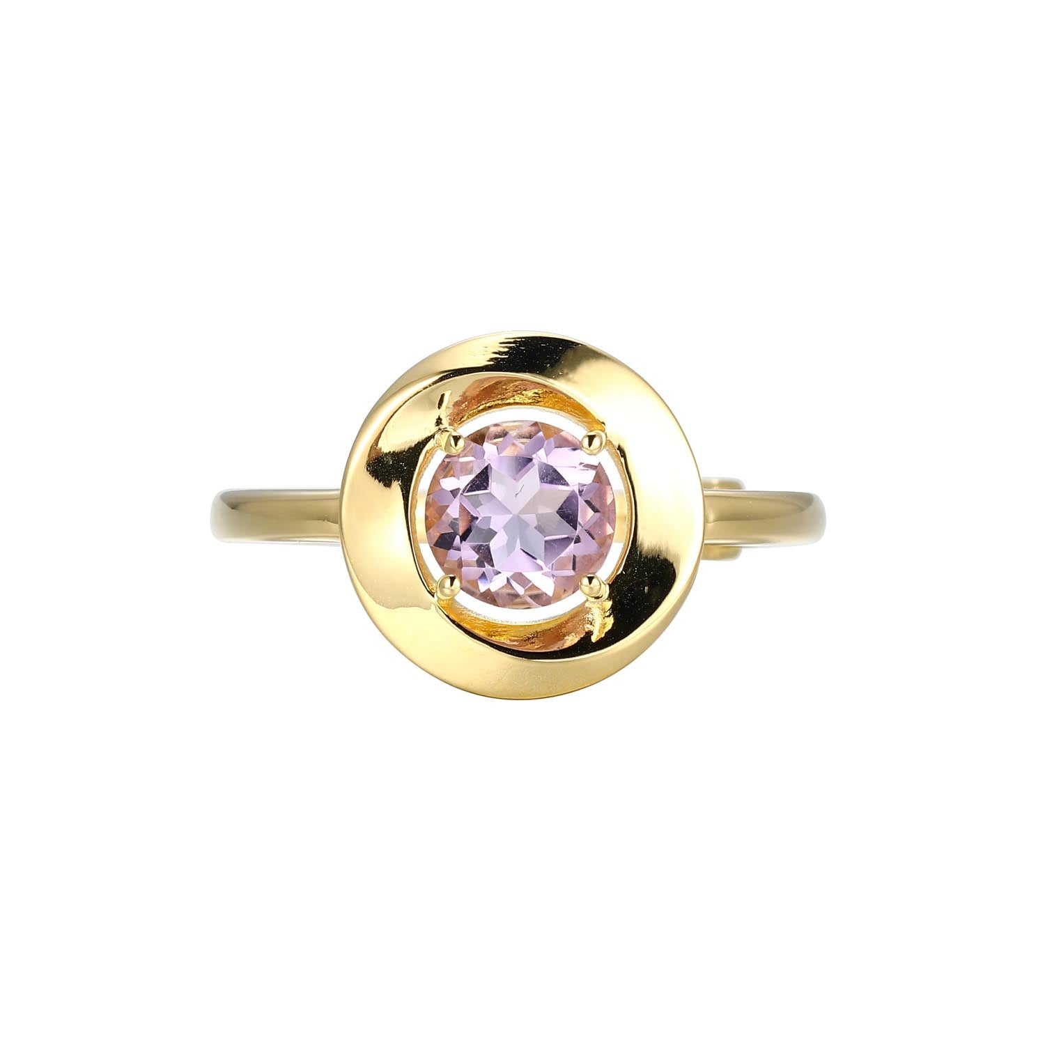 Embrace Elegance With This Swirl Collection Ring, Featuring A Genuine Pink Amethyst Set In 18K Gold-Plated Sterling Silver. The Subtle Hue Of The Amethyst Contrasts Beautifully With The Warm Gold Tones. - Size 9