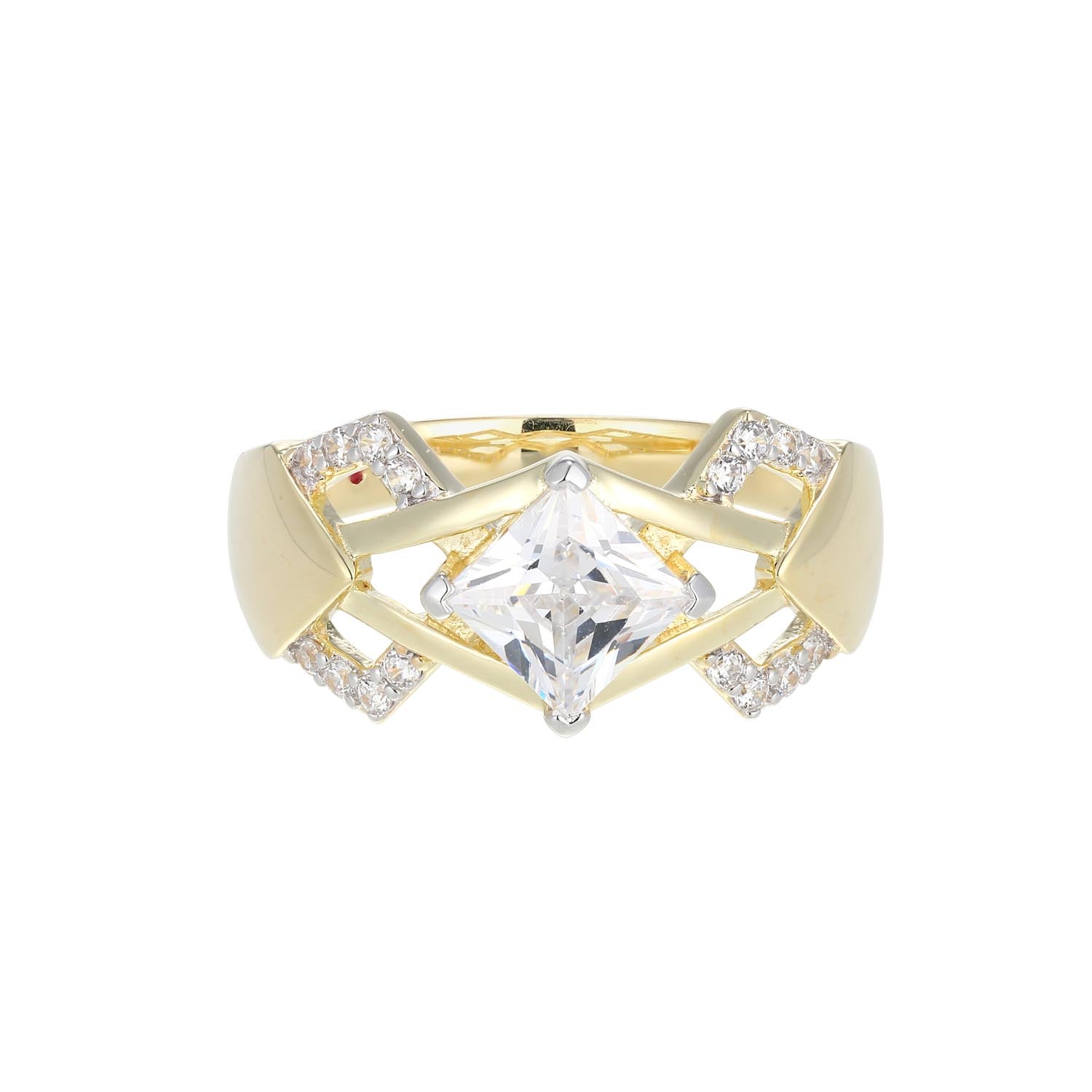 This Exquisite Art Deco Collection Ring Features A Captivating Design Accented With Sparkling Cubic Zirconia Stones. The 18K Gold-Plated Sterling Silver Band Offers A Radiant And Elegant Look While Being Comfortable To Wear. - Size 8
