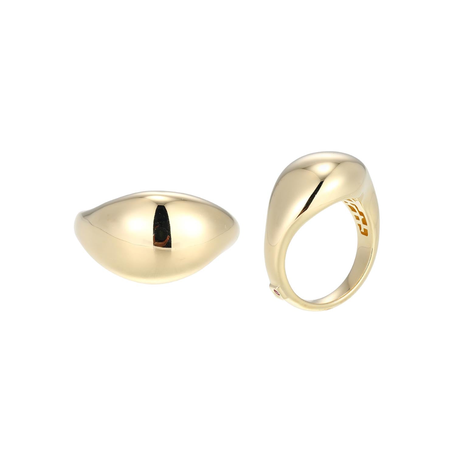 This Yellow Gold-Plated Sterling Silver Teardrop Collection Ring Features A Sleek, Polished Teardrop Silhouette For Minimalist Elegance. Its Smooth Lines Offer Exceptional Versatility, Complementing Diverse Styles With Effortless Chic. - Size 7