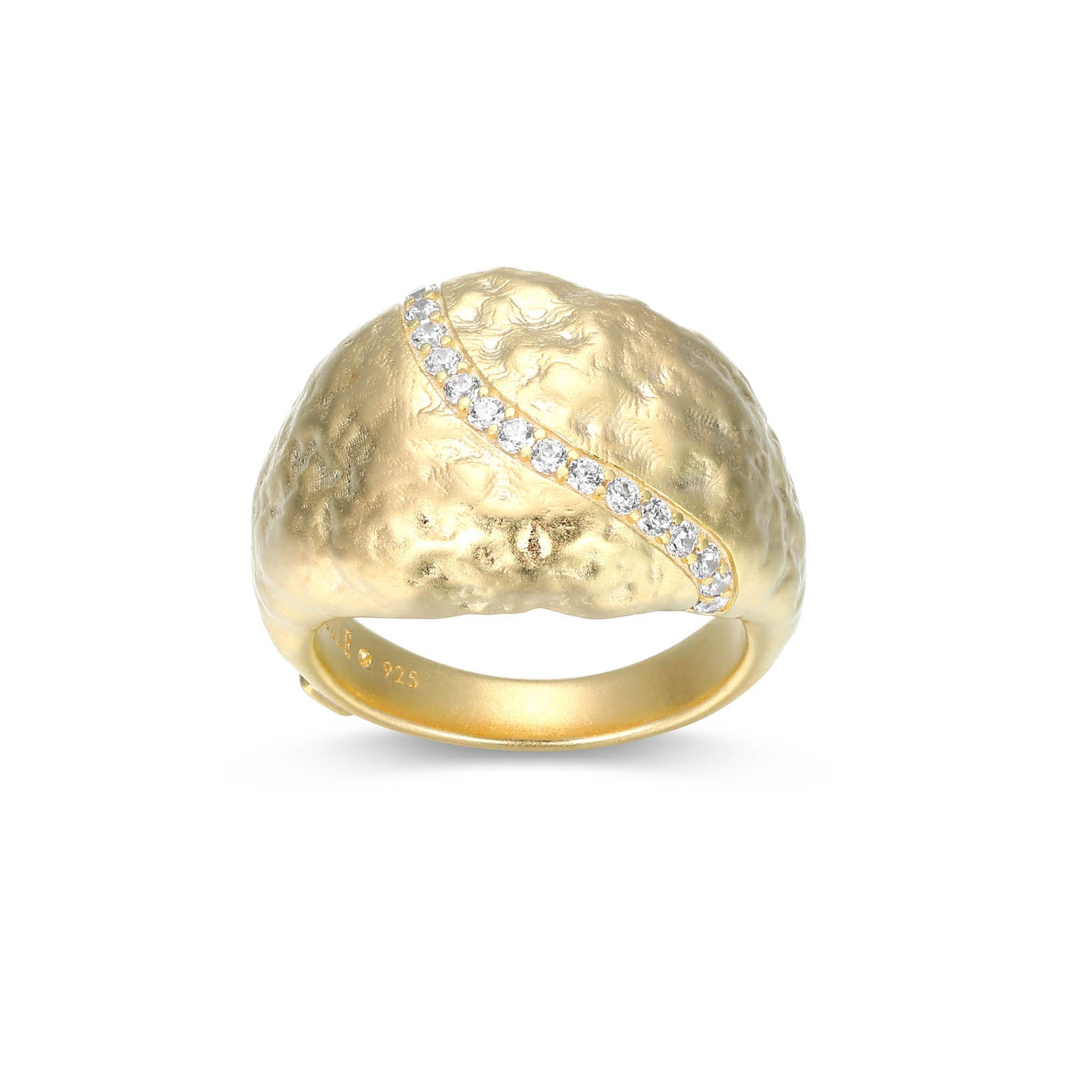 Sterling Silver Elle "Galaxy" Yellow Gold Plated White Cz Ring - Size 7