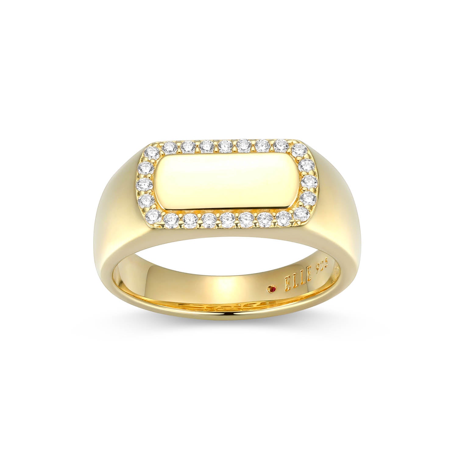 Sterling Silver Elle "Allure 2.0" Yellow Gold Plated White Cz Ring - Size 9