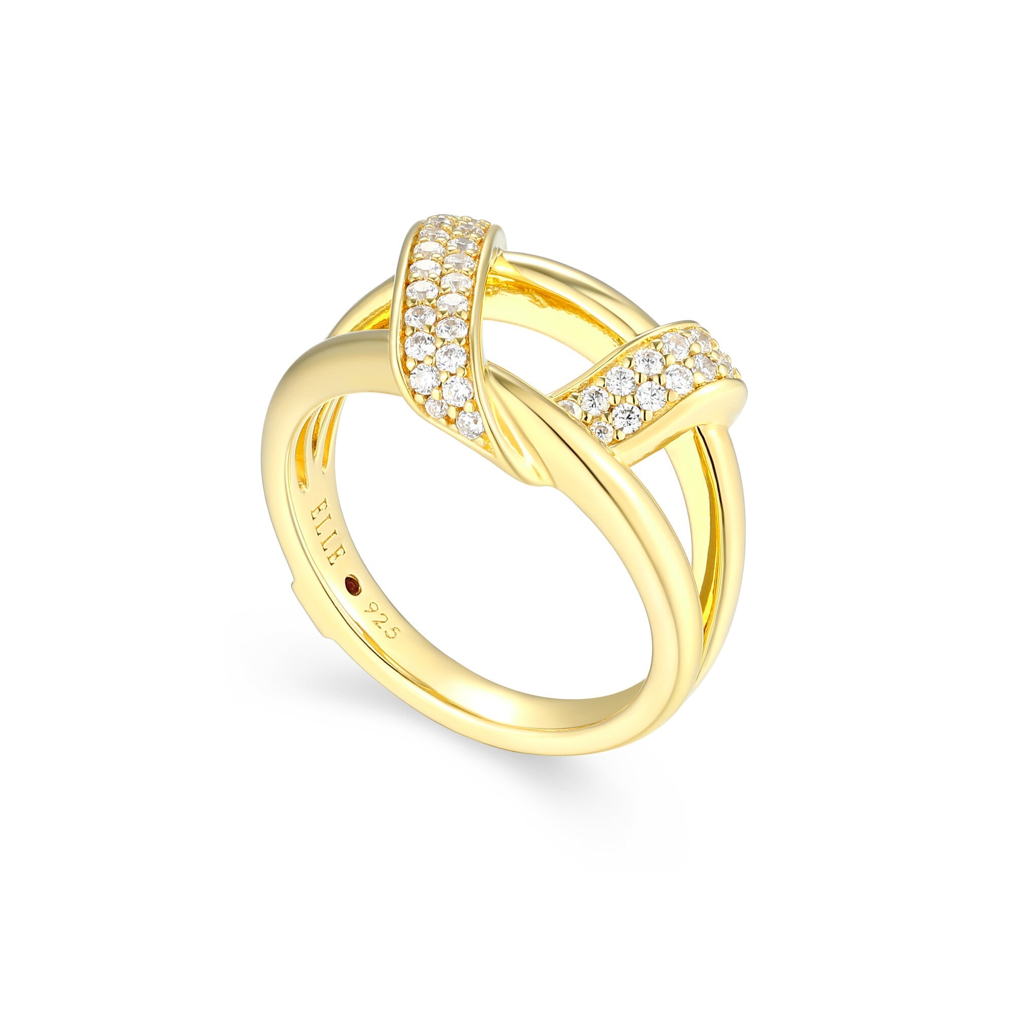Sterling Silver Elle "Unity" Yellow Gold Plated Ring Cubic Zirconia Rd - Size 7