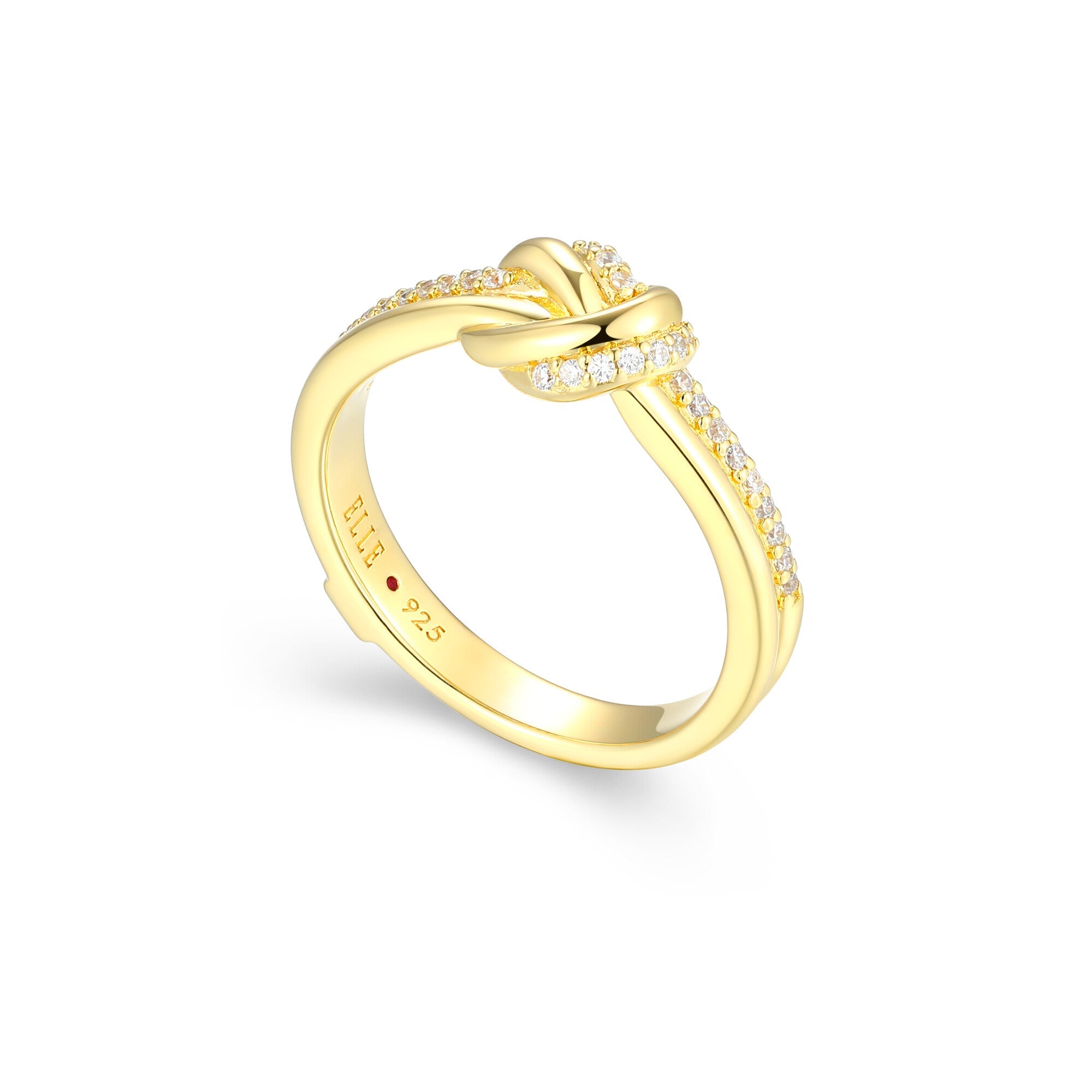 Sterling Silver Elle "Unity" Yellow Gold Plated Ring Cubic Zirconia Rd - Size 9