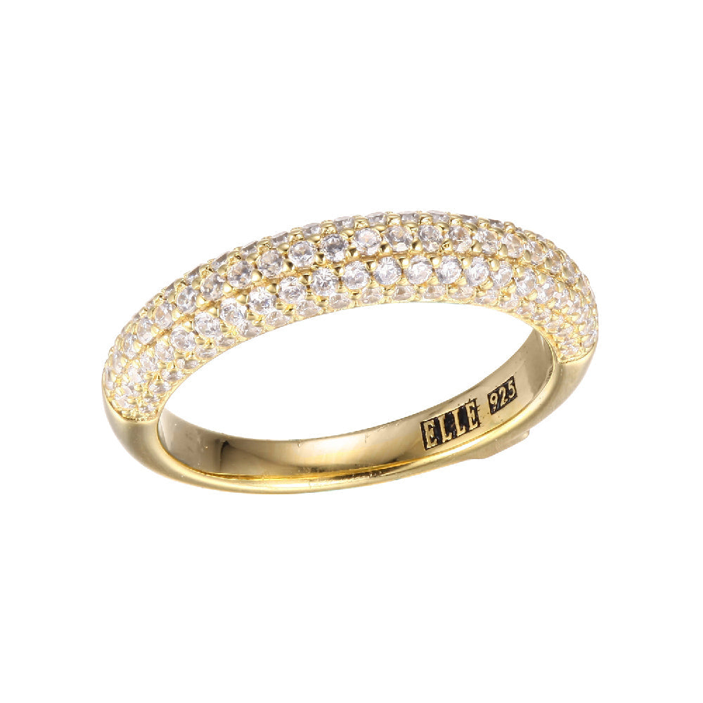 Sterling Silver " Stardust" Gold  Plated Cz Ring - Size 6