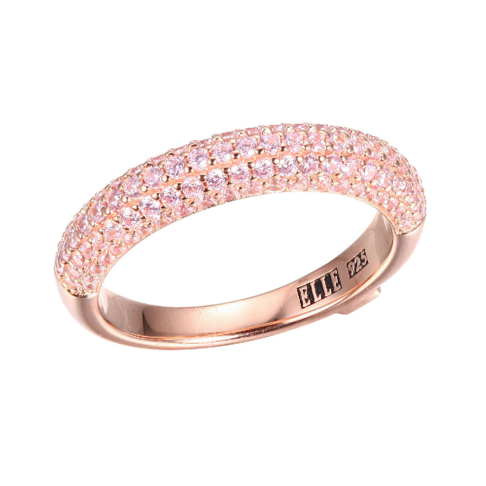 Sterling Silver " Stardust" Rose Gold  Plated Pink Cz Ring - Size 8