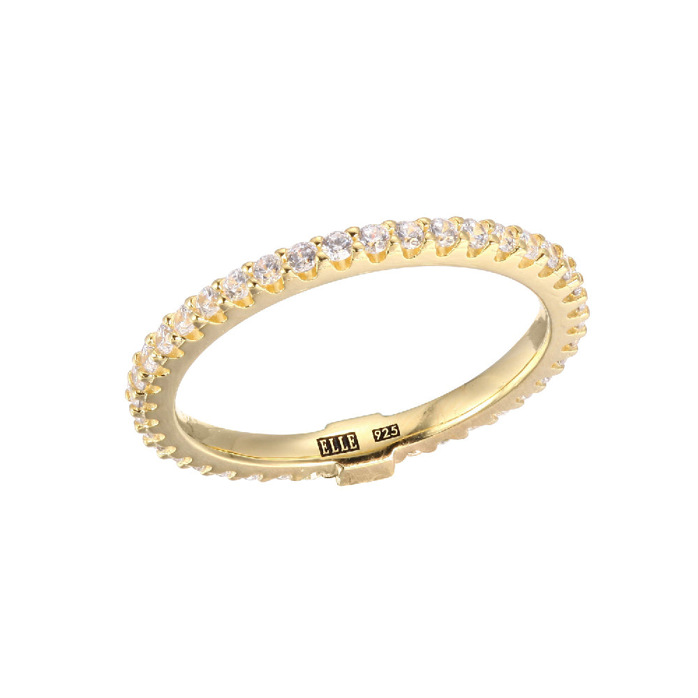 Sterling Silver " Stardust" Gold  Plated Cz Ring - Size 8