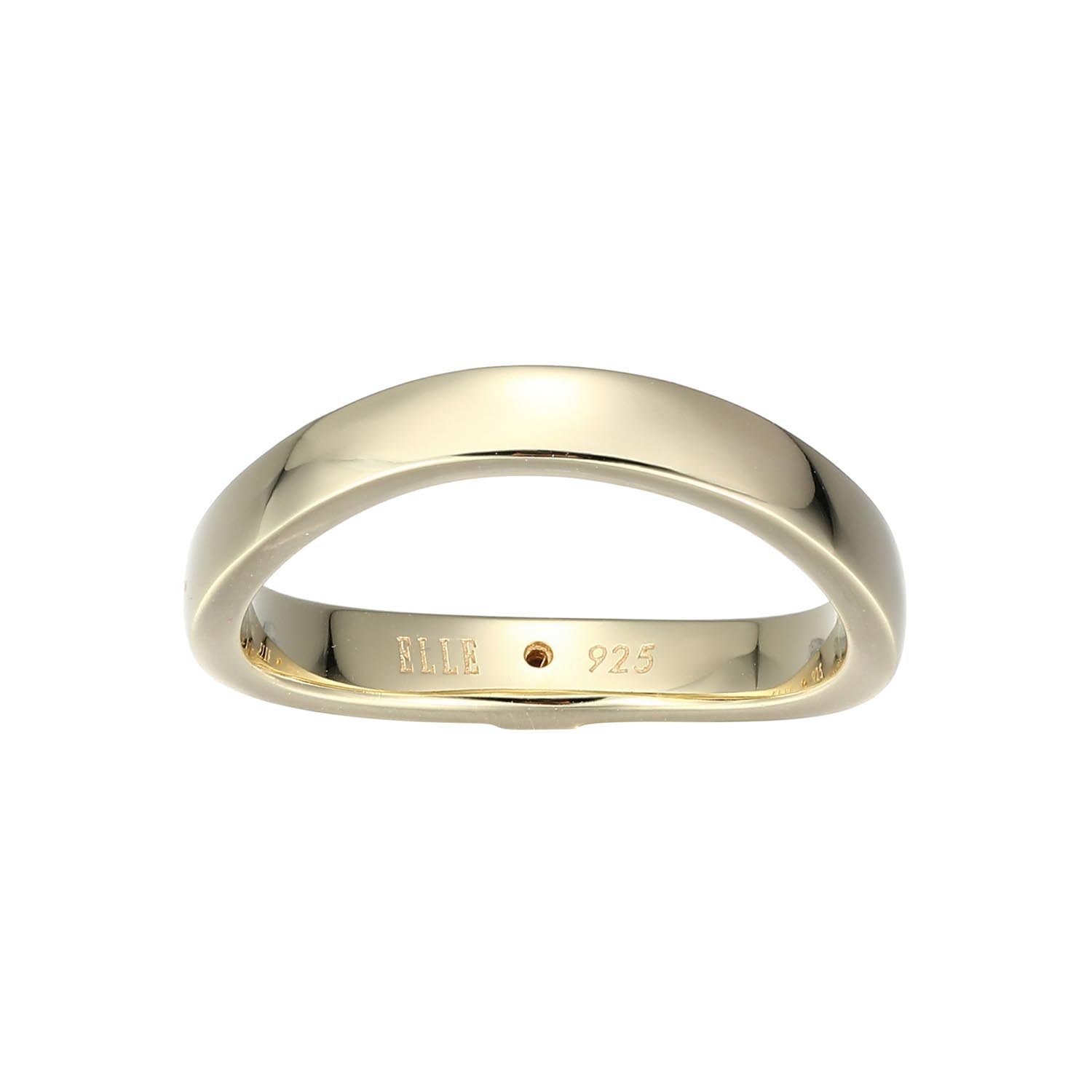 Sterling Silver "Luna" Yellow Gold Plated Curved Band - Size 7