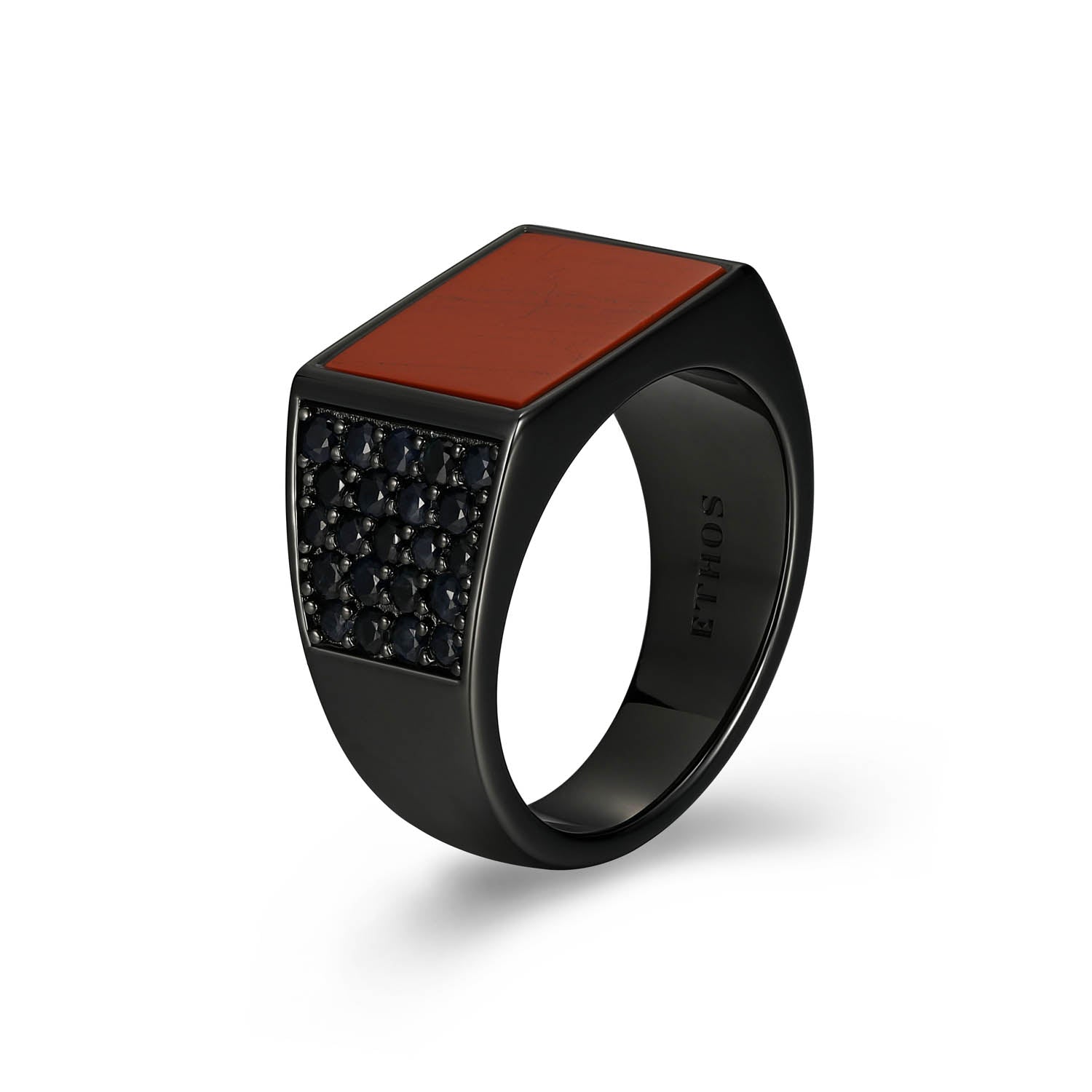 UR0071 - Crimson Gunmetal Finish Sterling Silver Ring