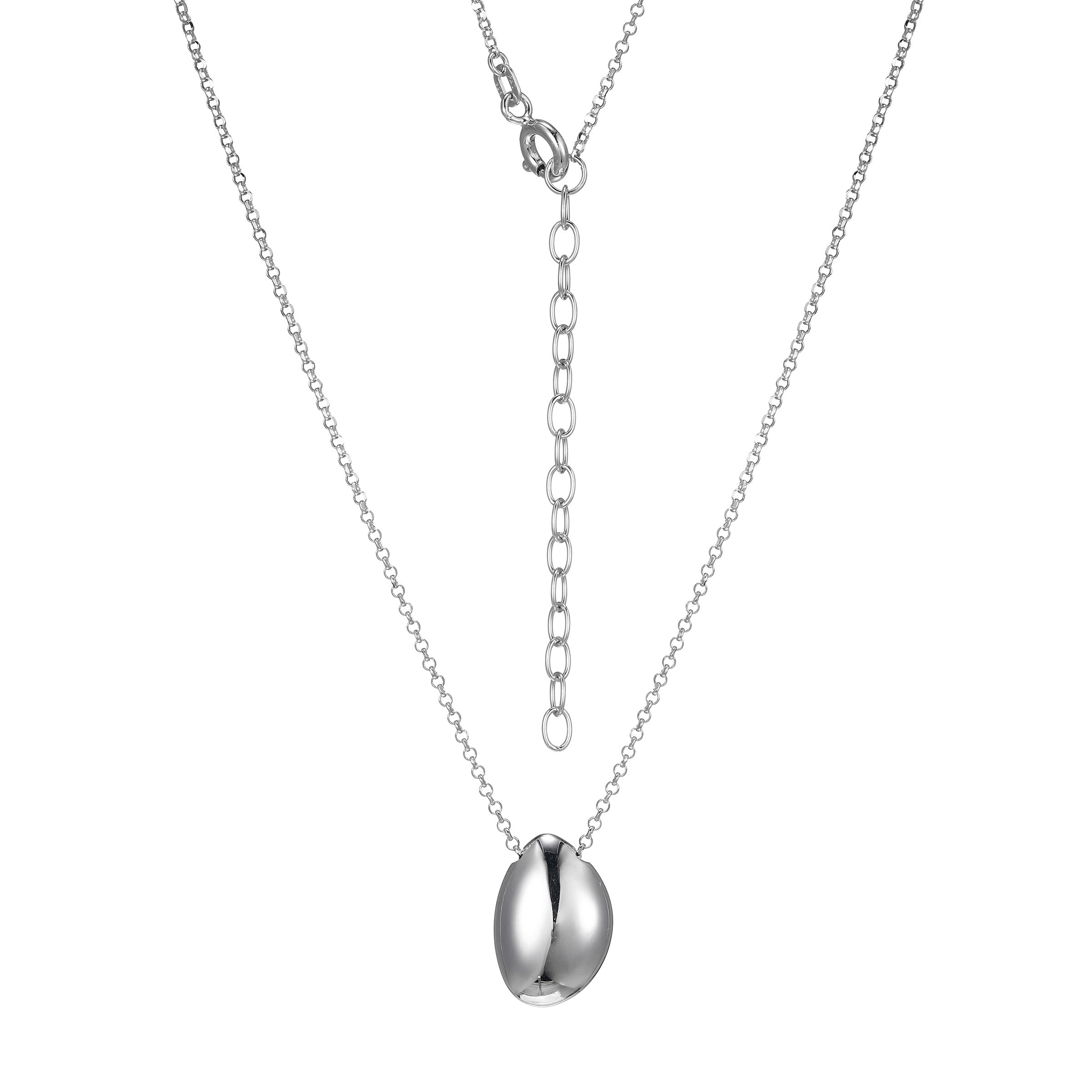 Ss Rhod Pltd Neck No Stone 1.2Mm Faceted Rolo Chain 16" Ext 2"