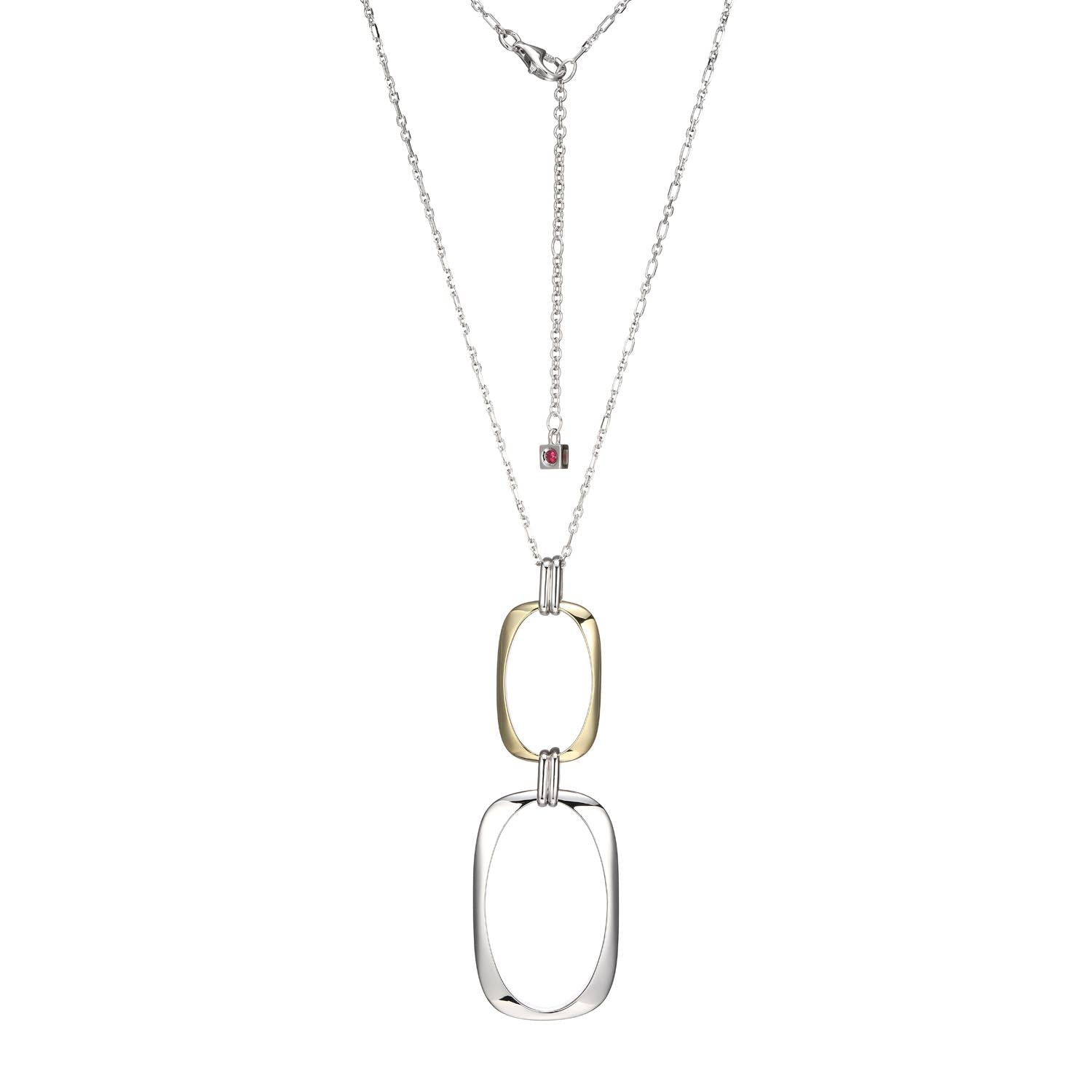 Sterling Silver "Allure" Rhodium And Yellow Gold-Plated Pendant 28" + 2"