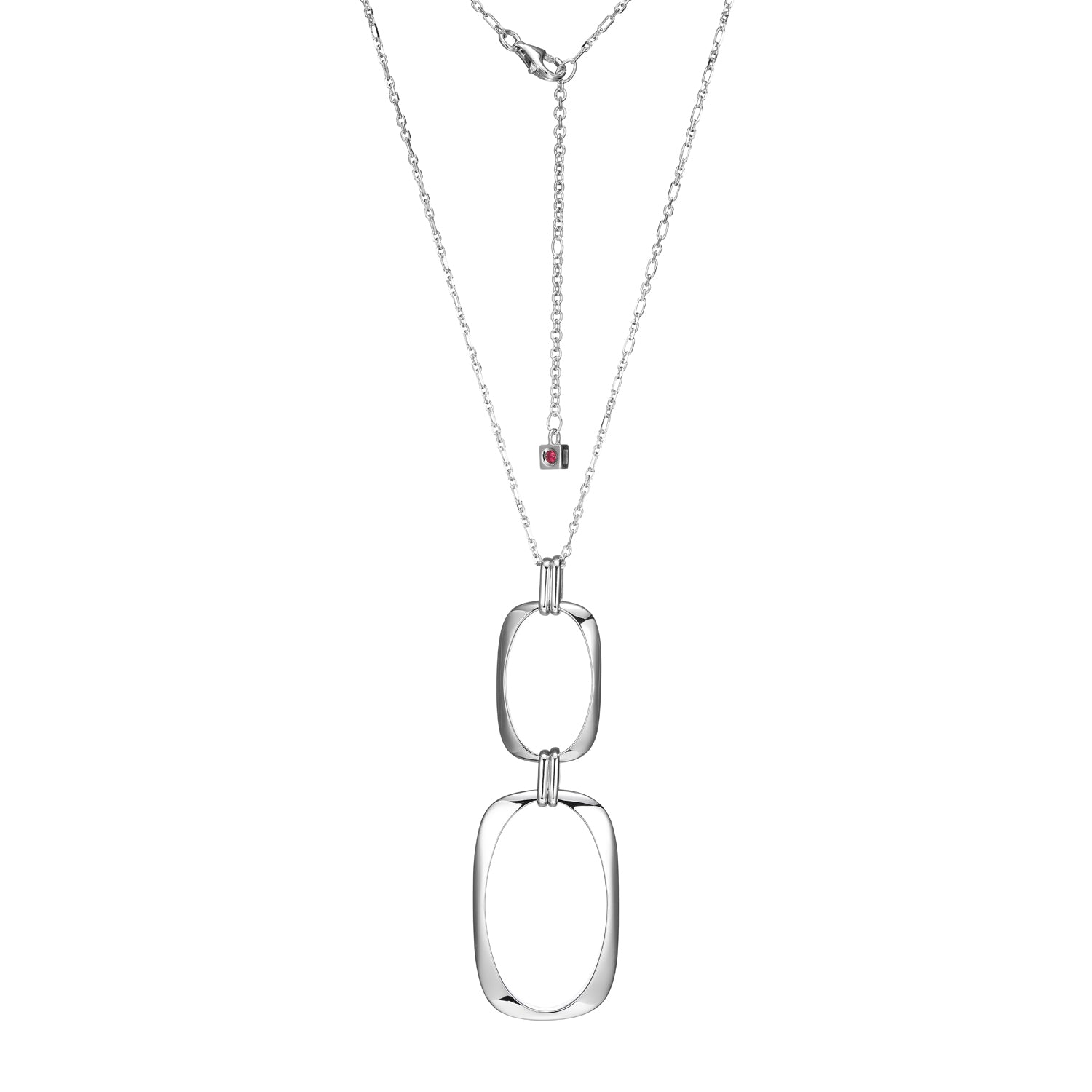 Sterling Silver "Allure" Rhodium Plated Pendant 28" + 2"