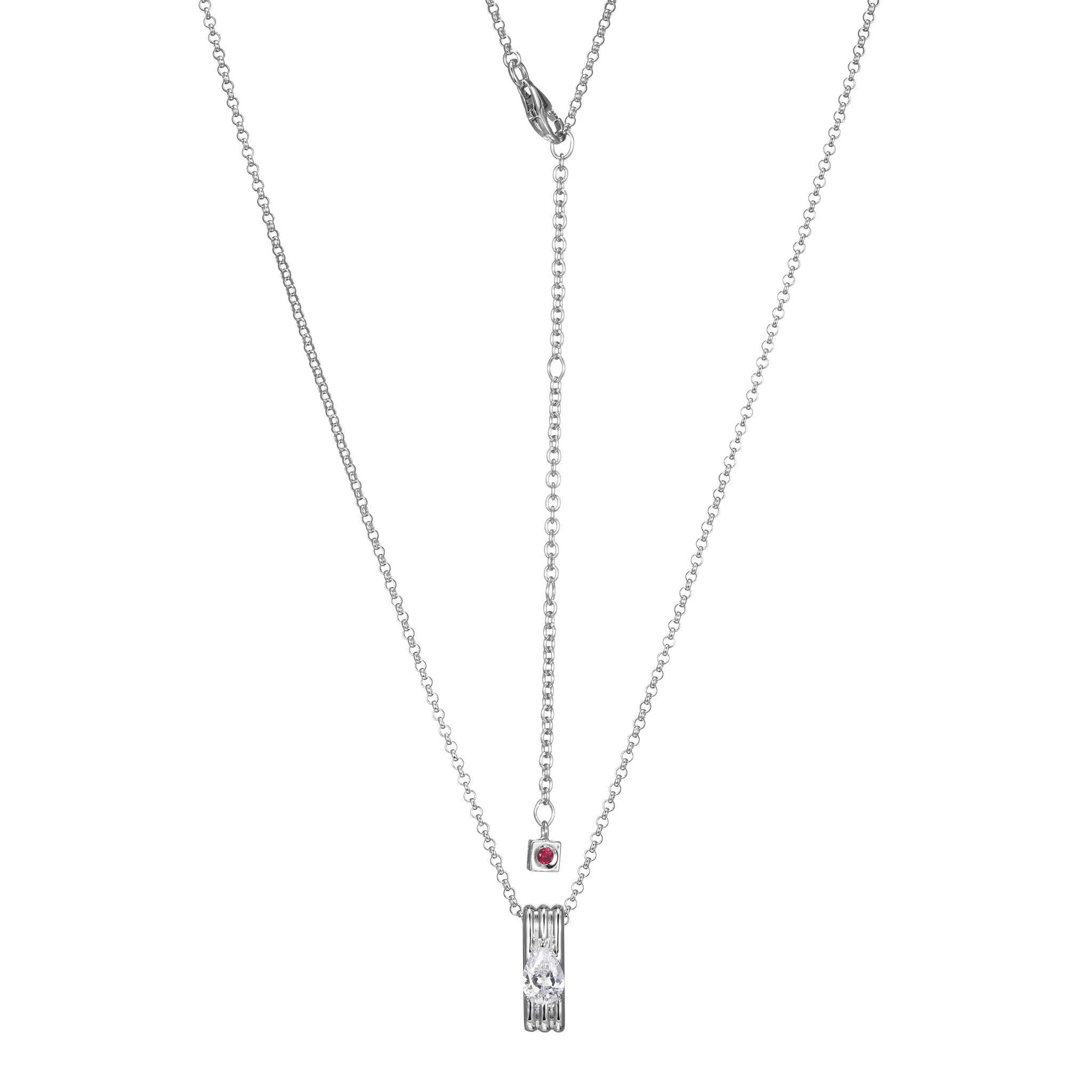 This Goddess Collection Necklace Captivates With Its Elegant Design, Featuring Sparkling Cubic Zirconia Set In Rhodium-Plated Sterling Silver. The 17" Rolo Chain With A 3" Extender Offers Versatility.
