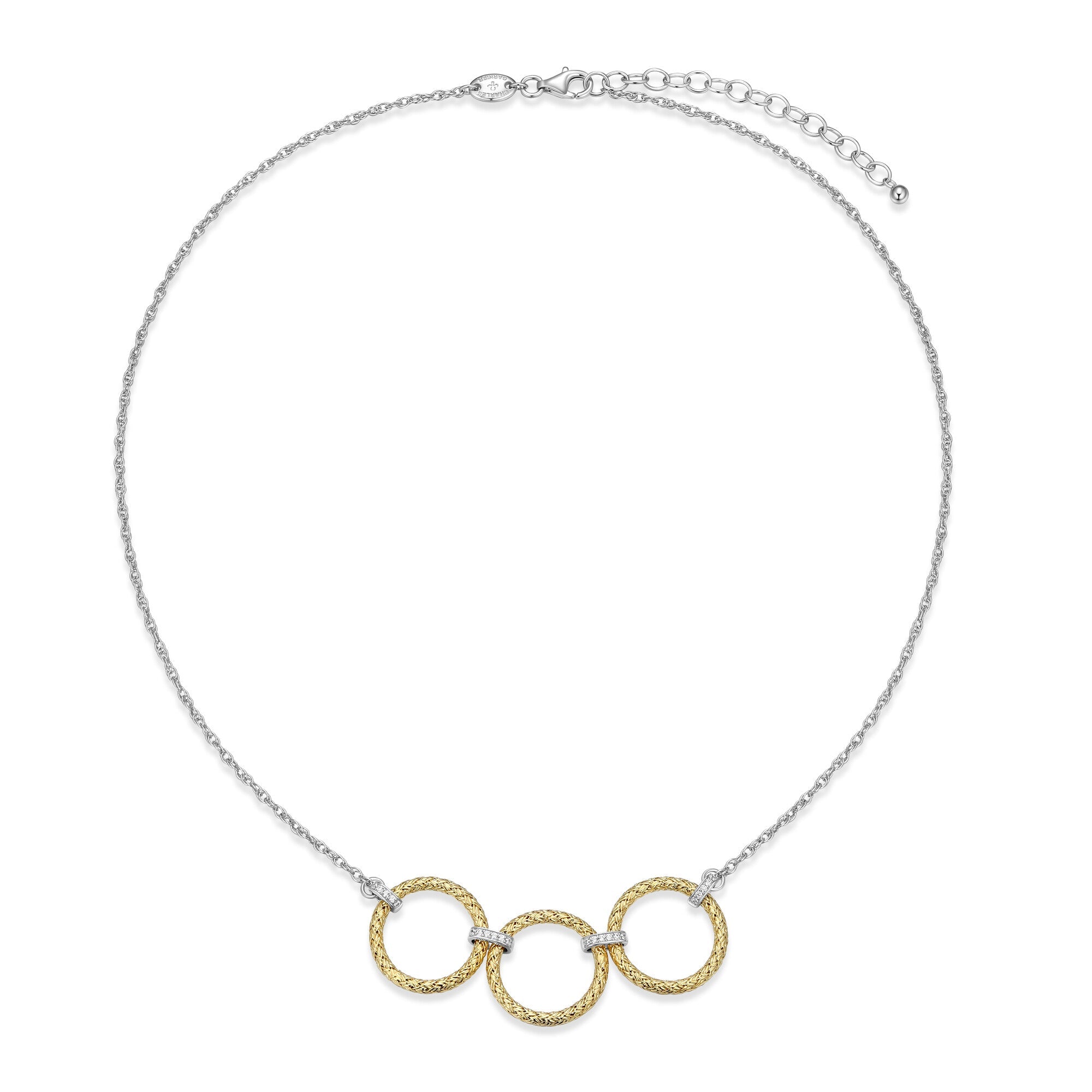 Sterling Silver Rhodium Plated Gp20 Necklace With White Cz 13R Rope Chain 17" Ext 2"